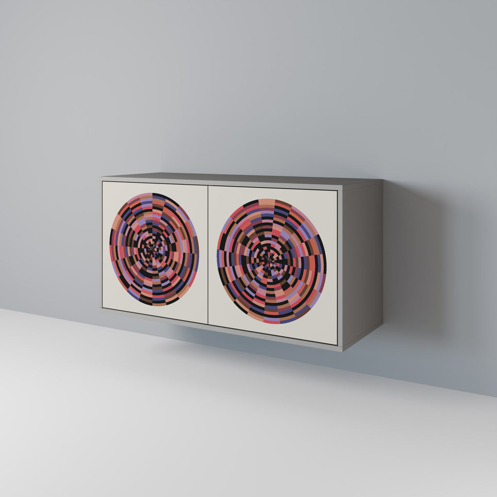 BROWN CIRCLES 2-Door Sideboard in Grey Finish