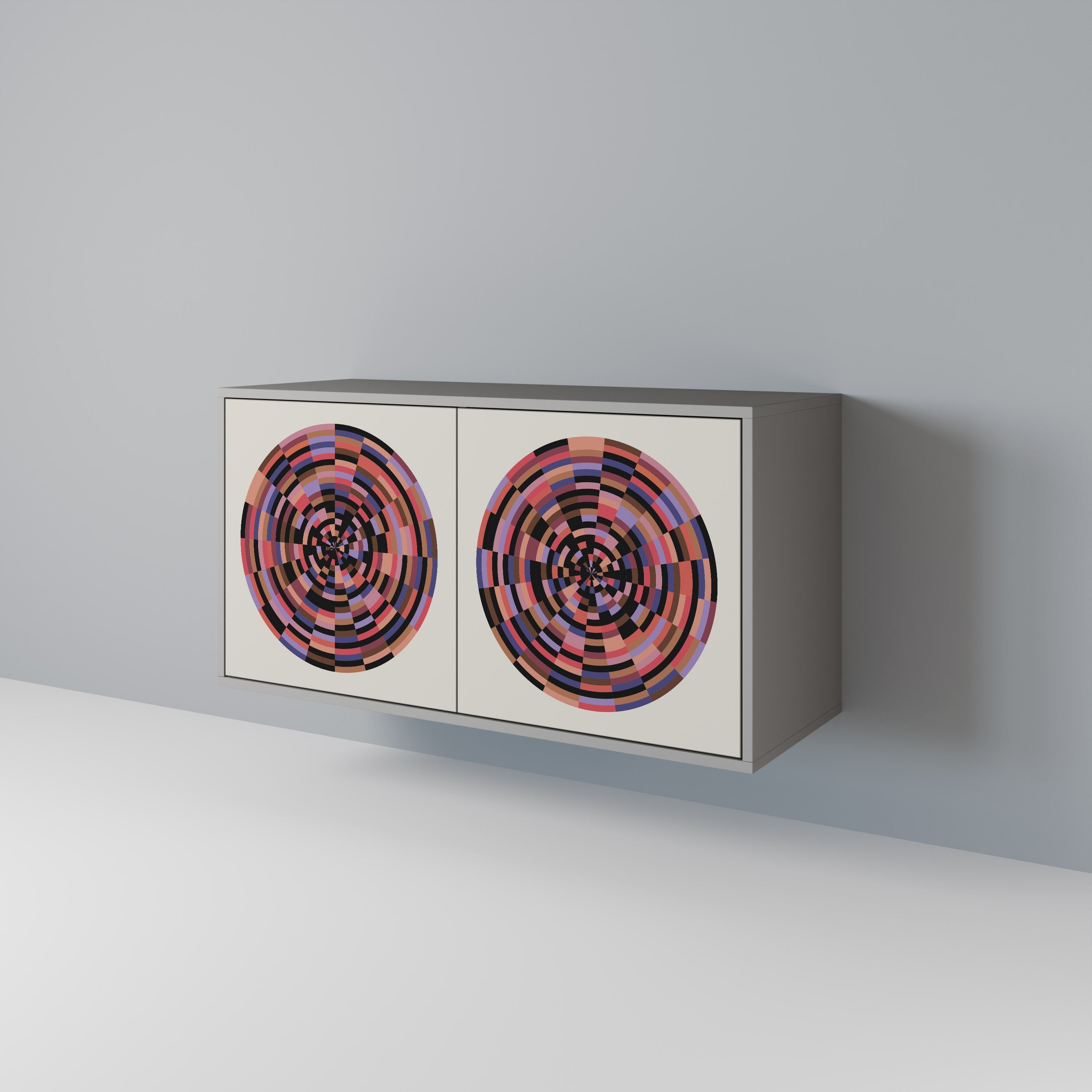 BROWN CIRCLES 2-Door Sideboard in Grey Finish