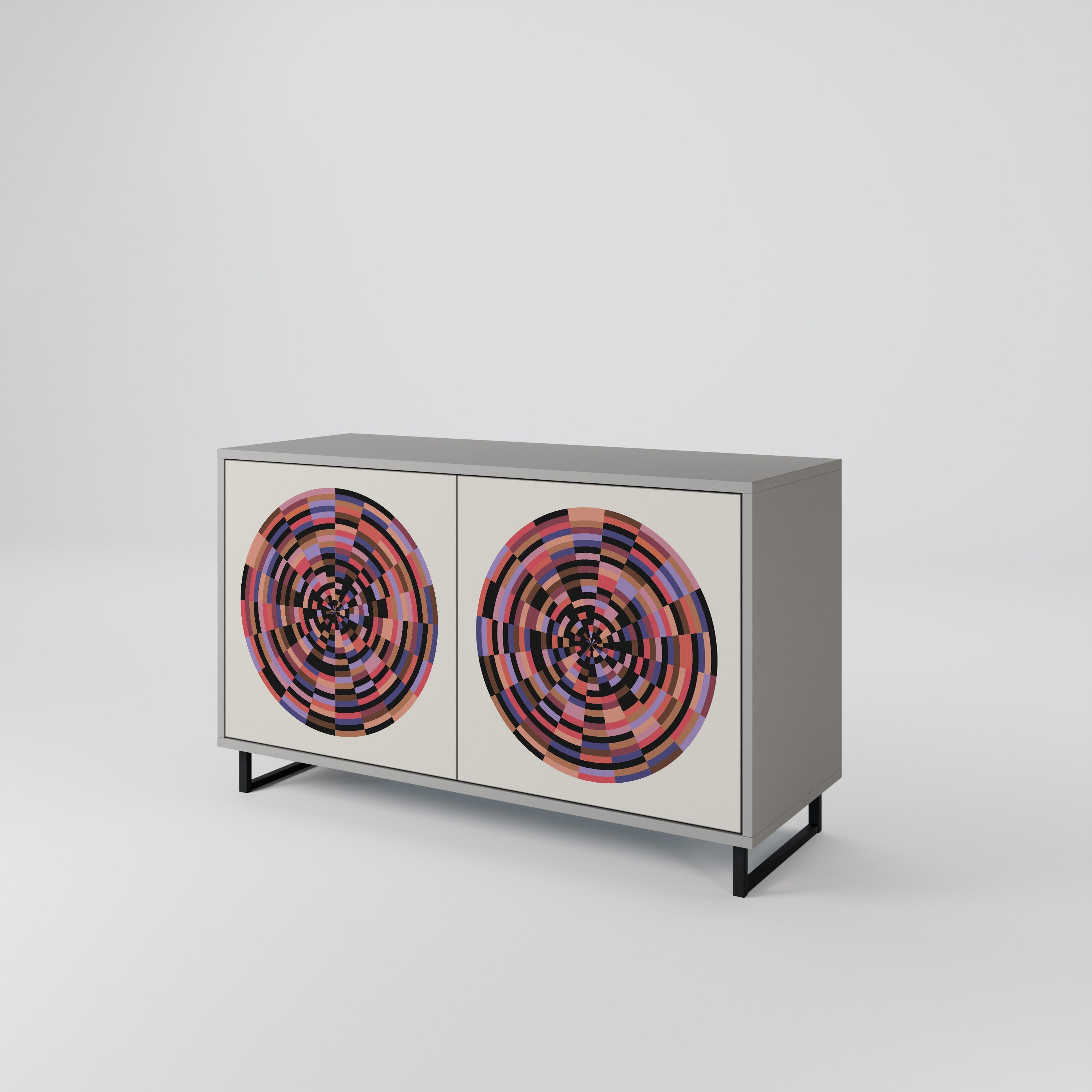 BROWN CIRCLES 2-Door Sideboard in Grey Finish