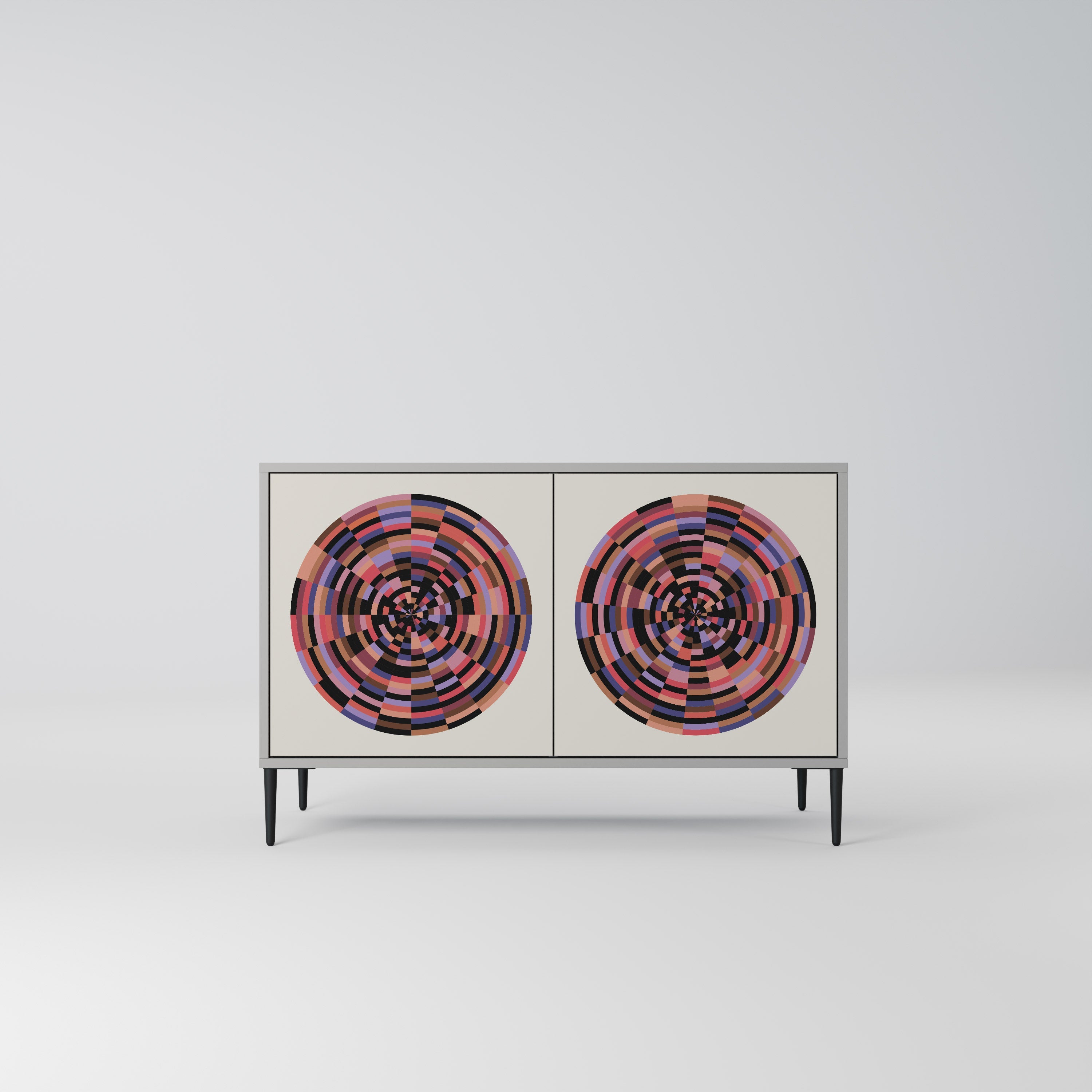 BROWN CIRCLES Aparador de 2 Portas em Acabamento Cinzento