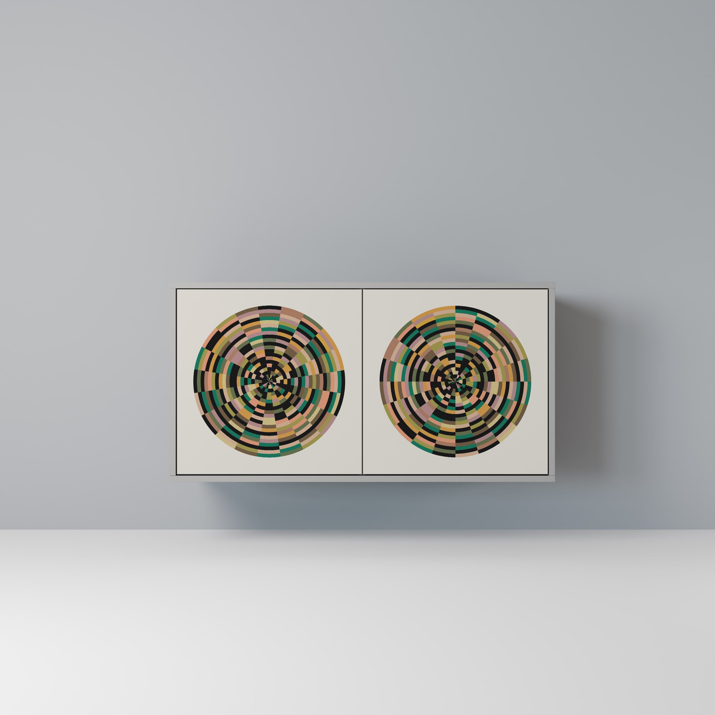 GREEN CIRCLES Aparador de 2 Portas em Acabamento Cinzento