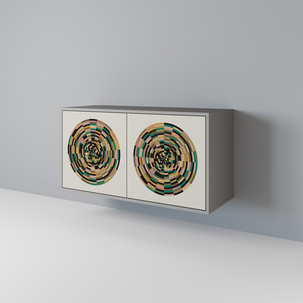 GREEN CIRCLES Aparador de 2 Portas em Acabamento Cinzento