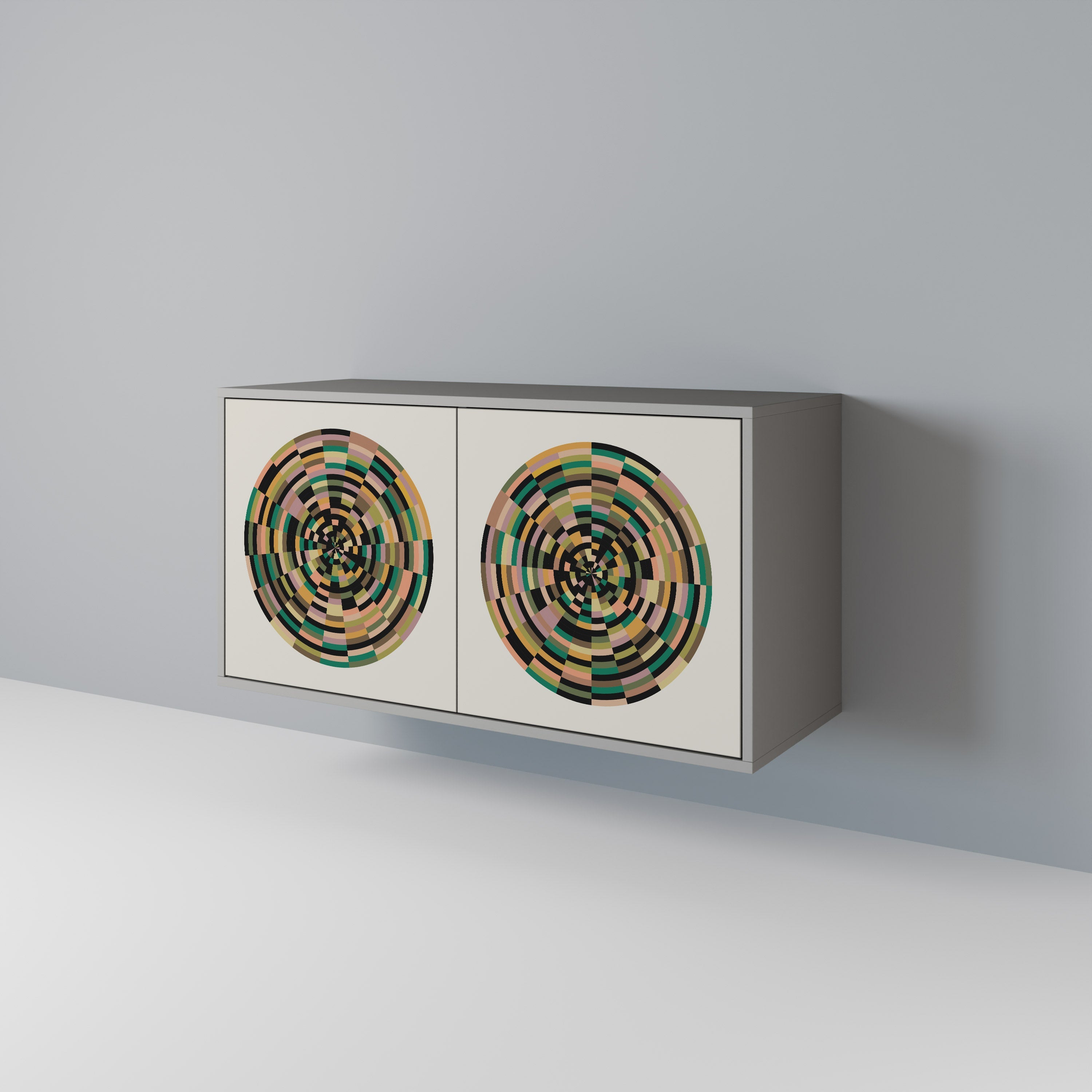 GREEN CIRCLES Aparador de 2 Portas em Acabamento Cinzento