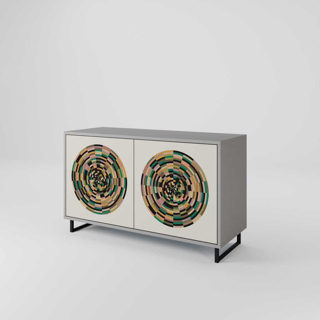 GREEN CIRCLES Aparador de 2 Portas em Acabamento Cinzento