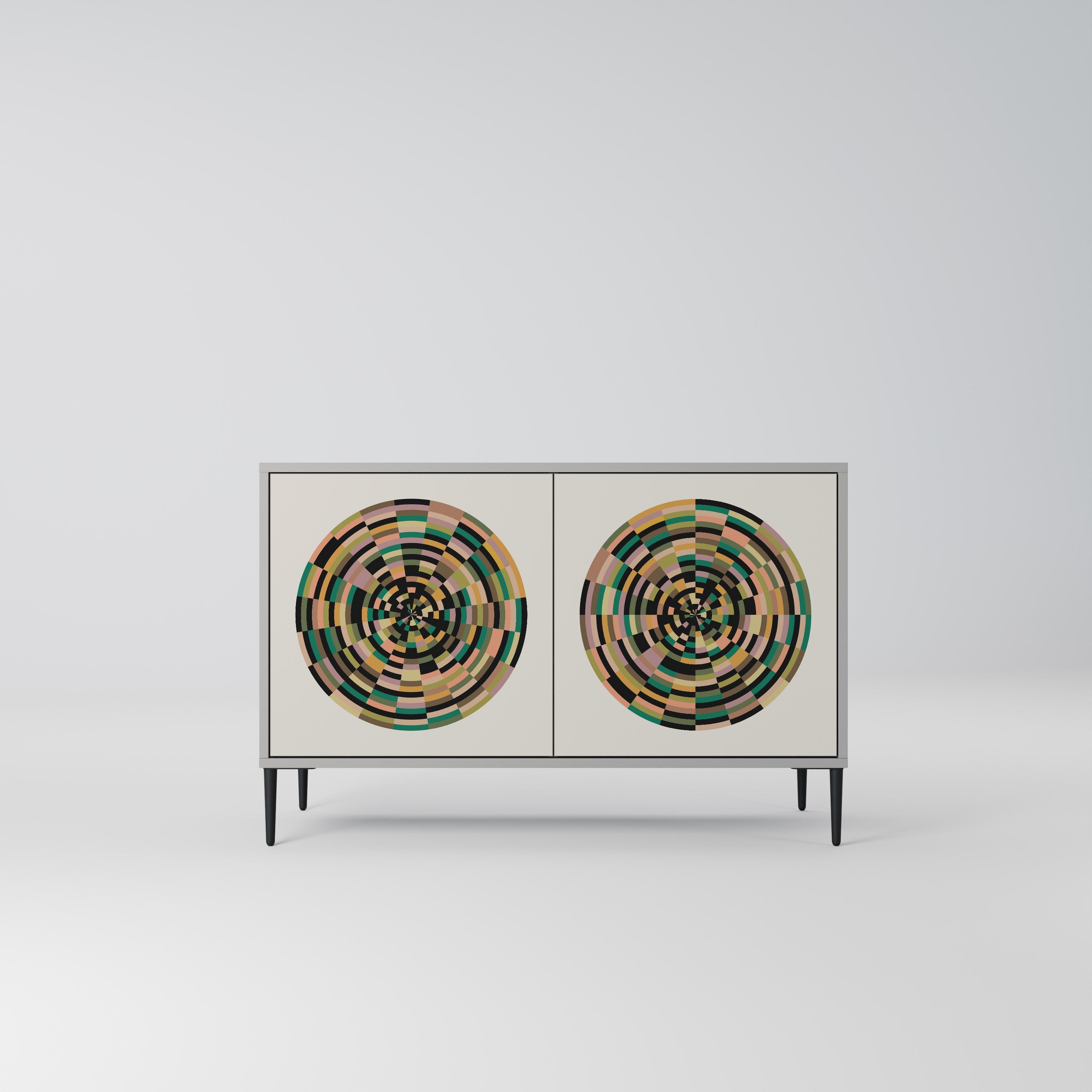 GREEN CIRCLES Aparador de 2 Portas em Acabamento Cinzento