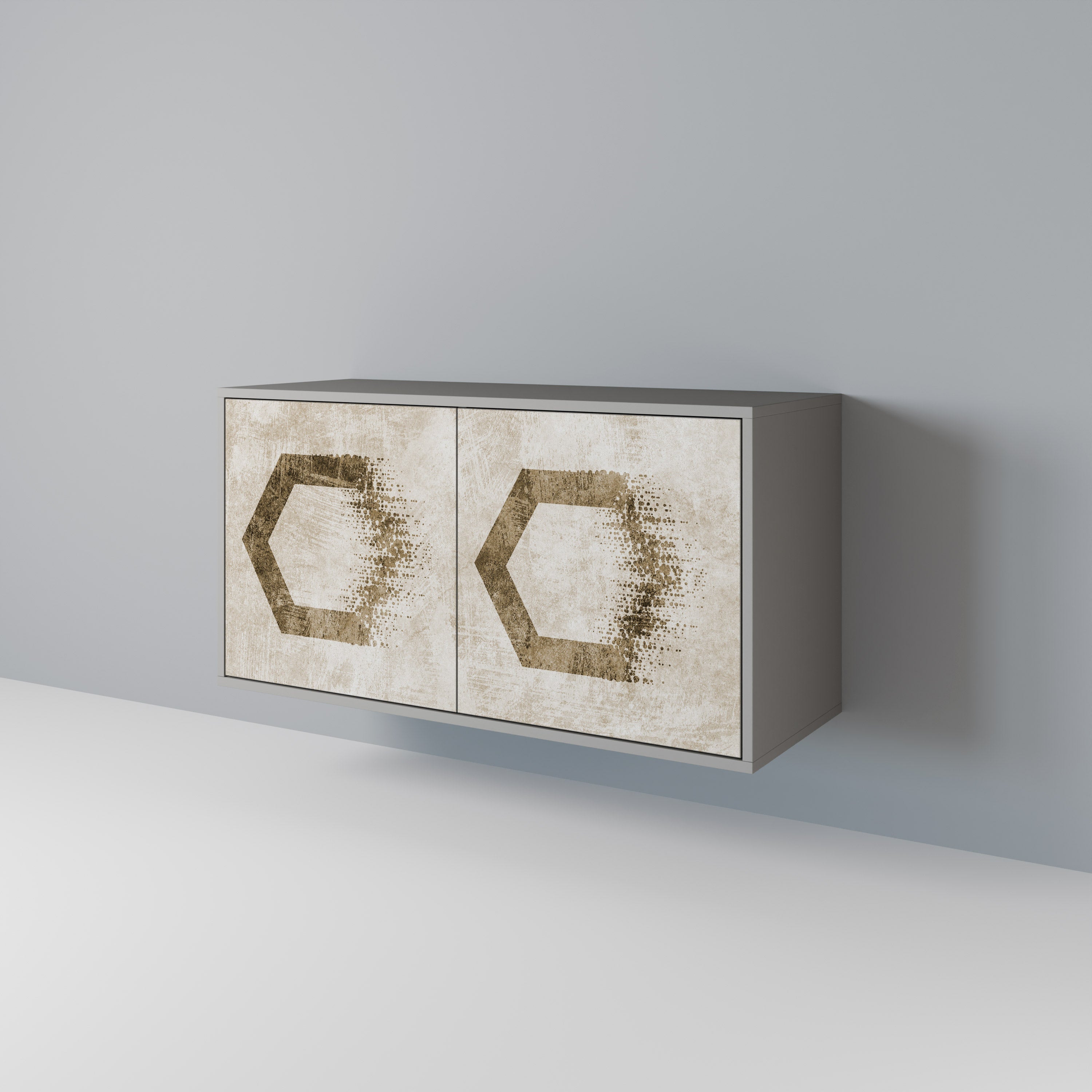 HEXAGONAL SHAPES 2-Door Sideboard in Grey Finish