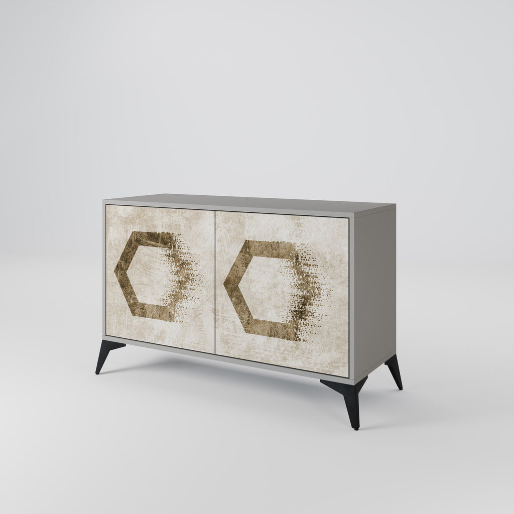 HEXAGONAL SHAPES 2-Door Sideboard in Grey Finish