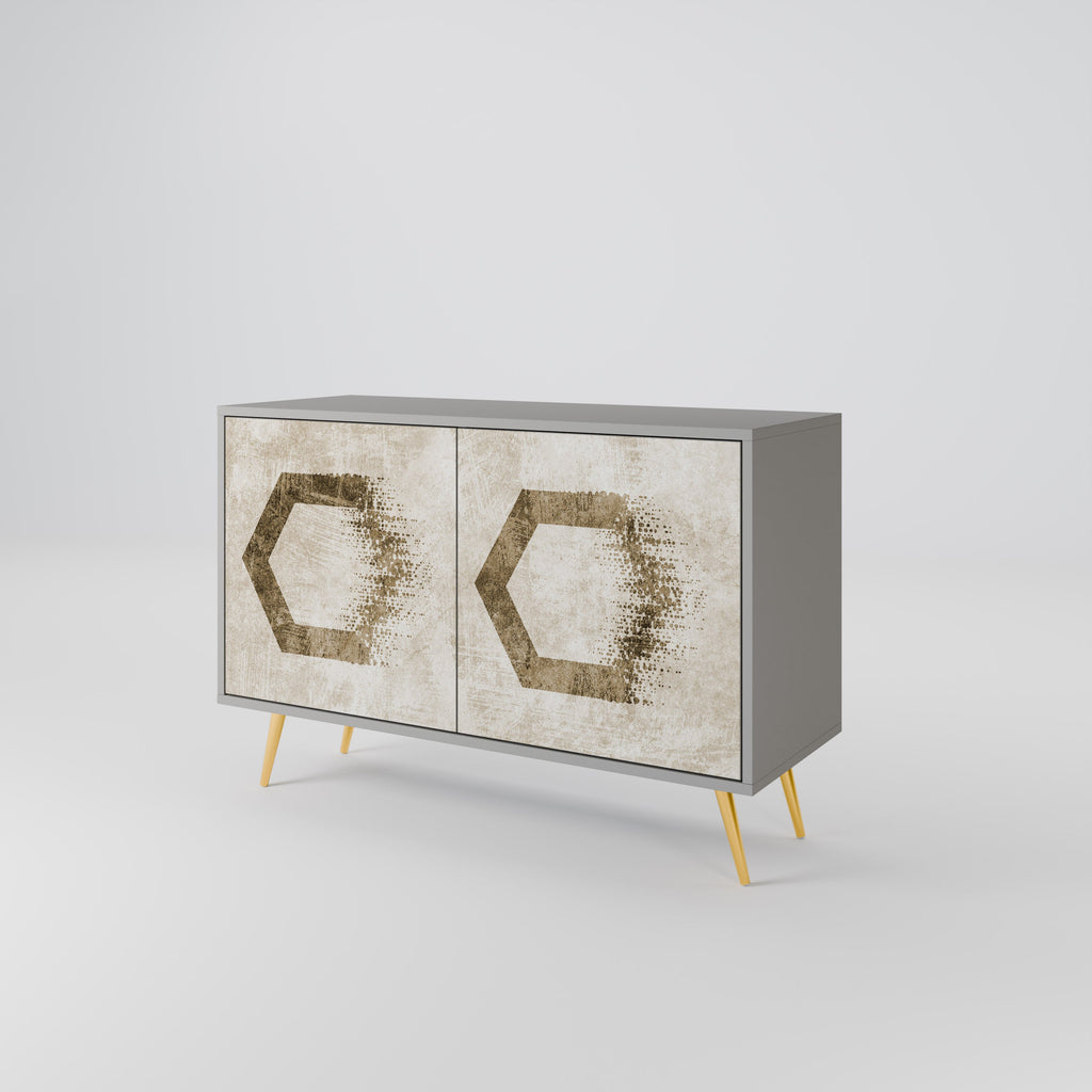 HEXAGONAL SHAPES 2-Door Sideboard in Grey Finish