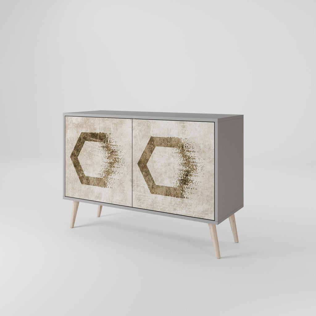 HEXAGONAL SHAPES 2-Door Sideboard in Grey Finish