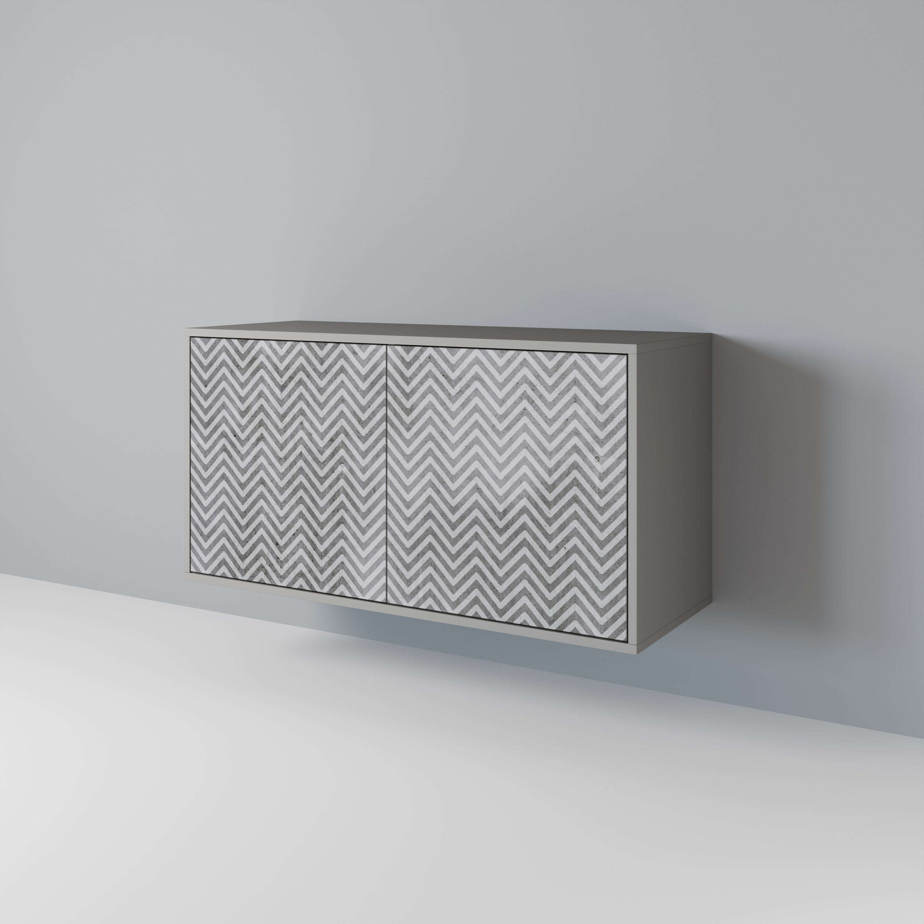 CONCRETE ZIG ZAG 2-Door Sideboard in Grey Finish