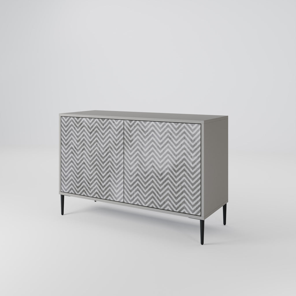 CONCRETE ZIG ZAG 2-Door Sideboard in Grey Finish