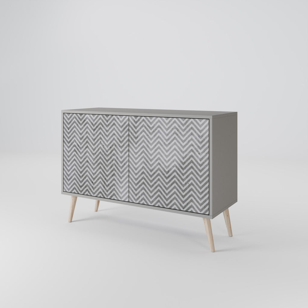 CONCRETE ZIG ZAG 2-Door Sideboard in Grey Finish
