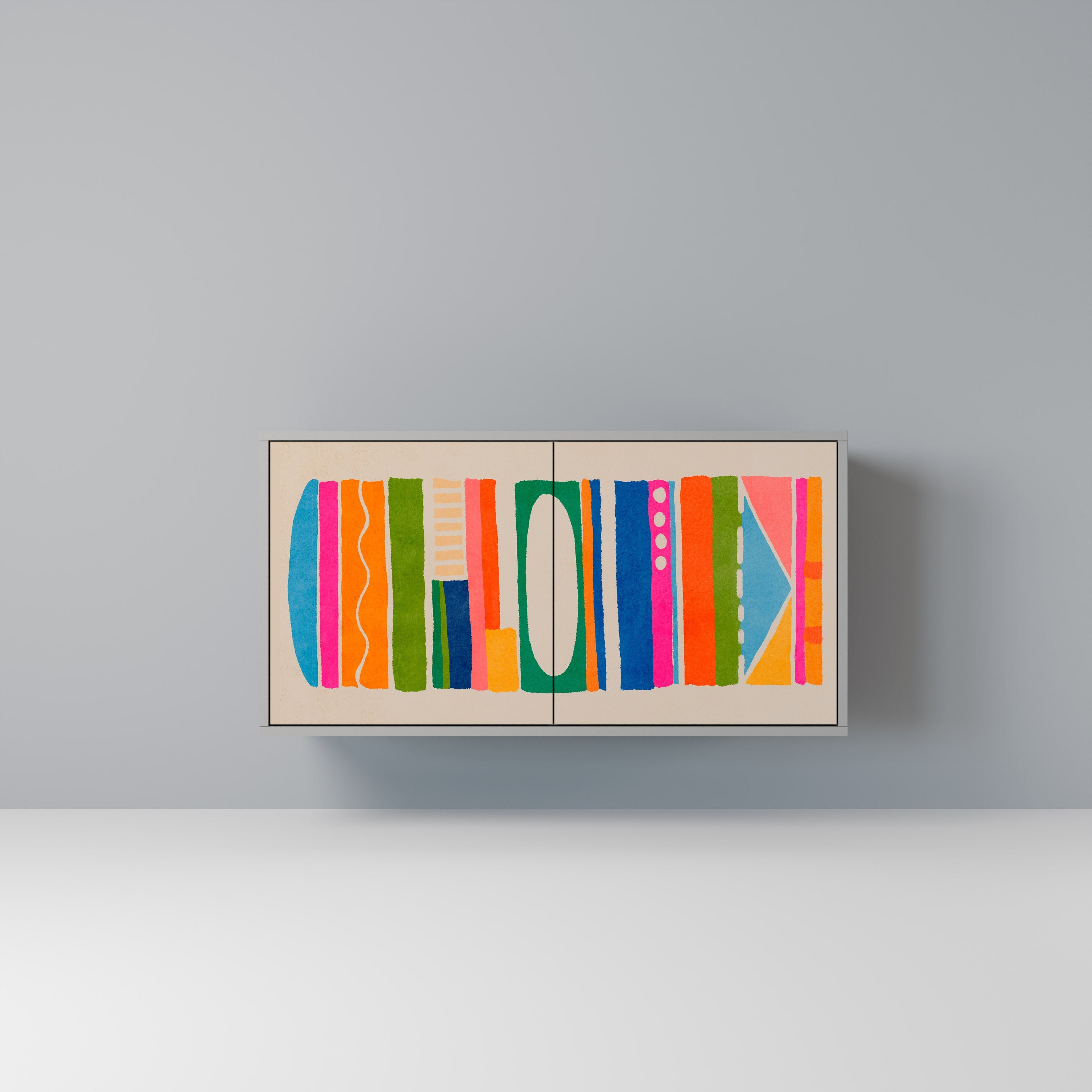 GEOMETRIC SHINE Aparador de 2 Portas em Acabamento Cinzento