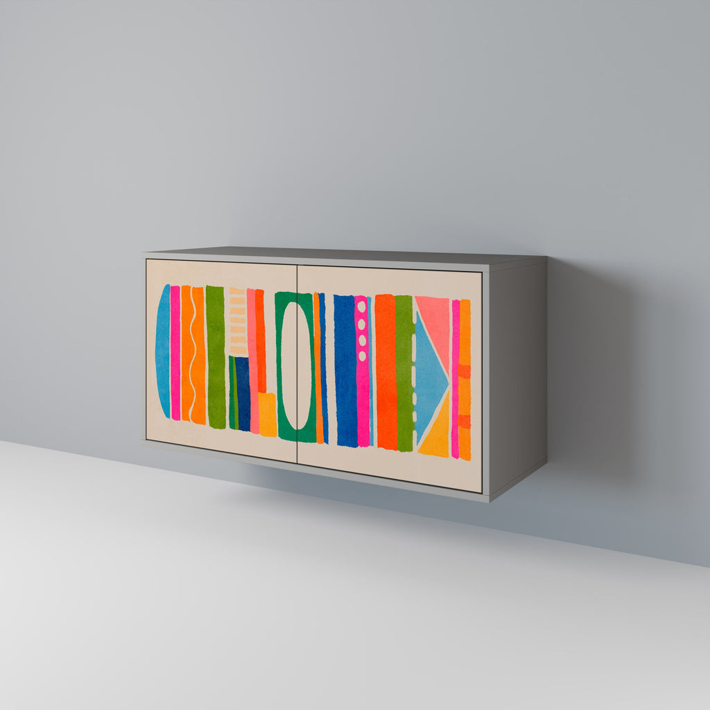 GEOMETRIC SHINE Aparador de 2 Portas em Acabamento Cinzento