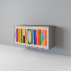 GEOMETRIC SHINE Aparador de 2 Portas em Acabamento Cinzento