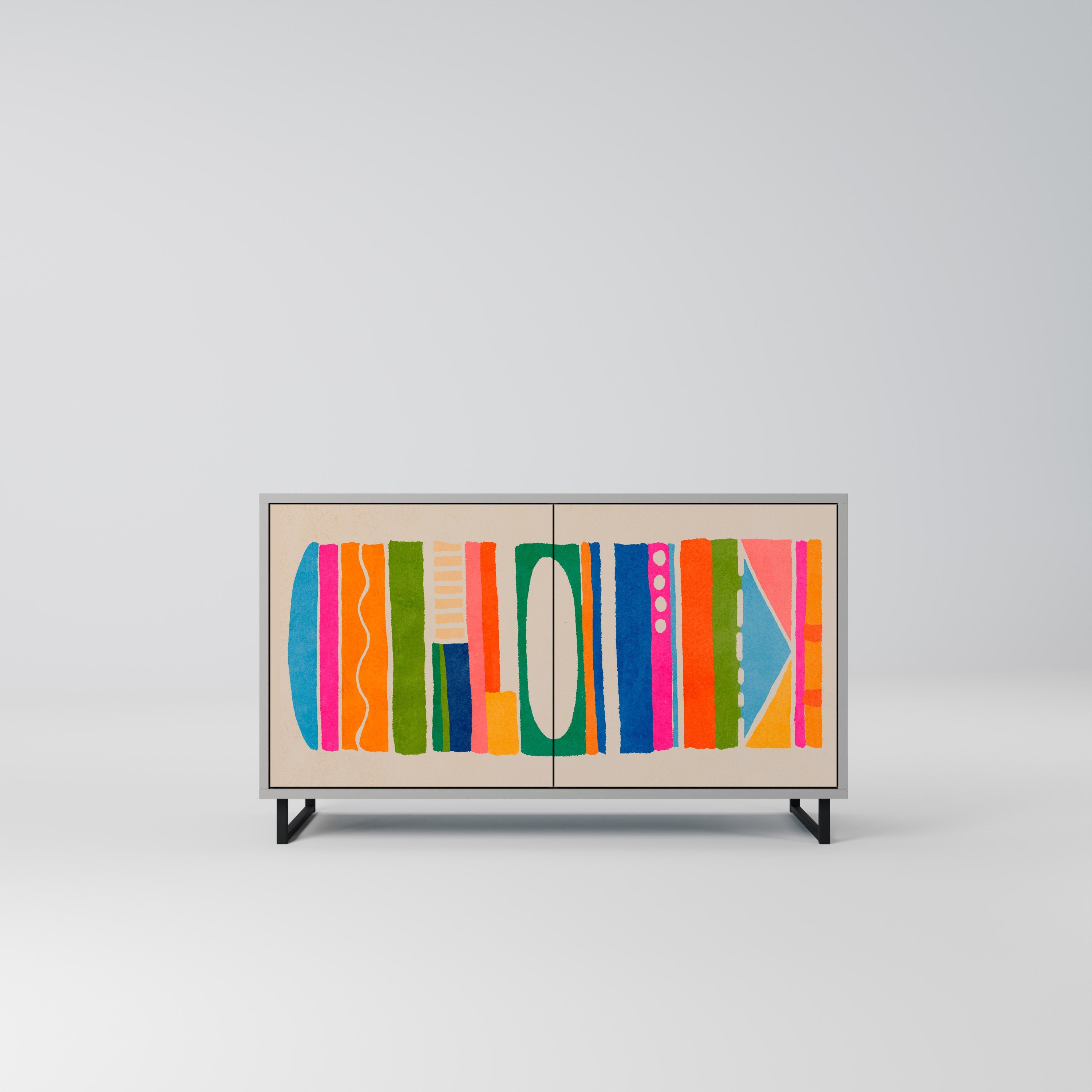 GEOMETRIC SHINE Aparador de 2 Portas em Acabamento Cinzento