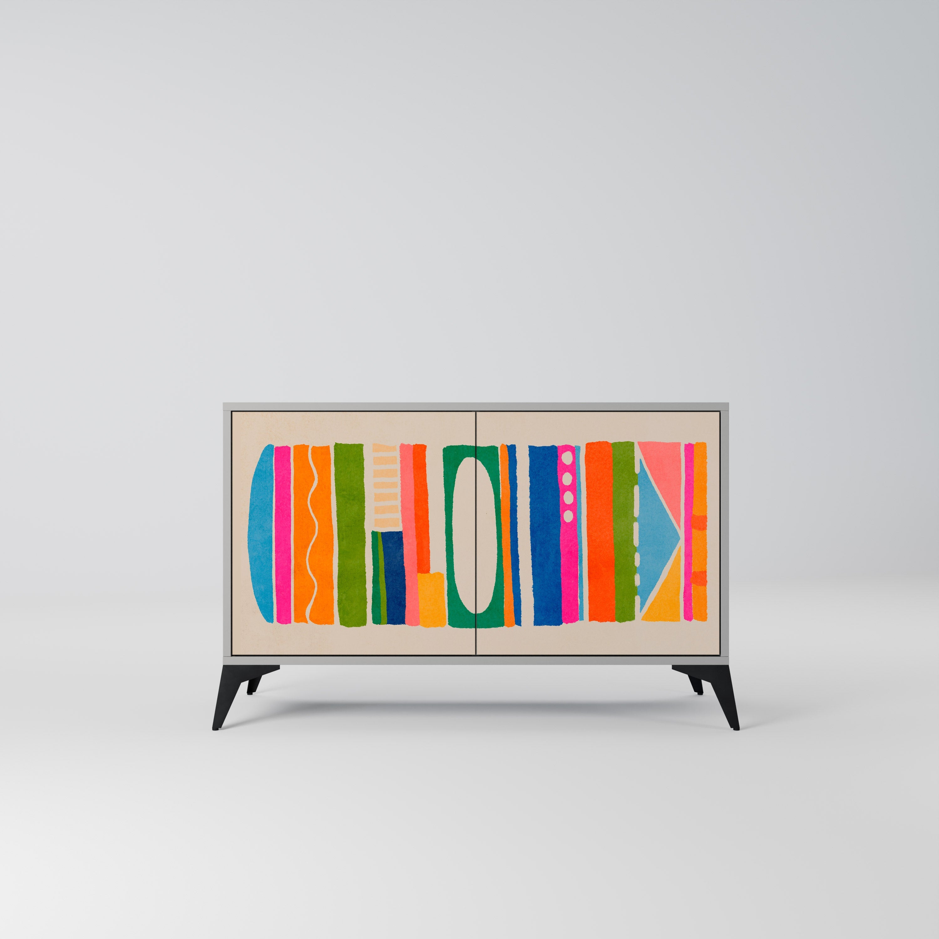 GEOMETRIC SHINE Aparador de 2 Portas em Acabamento Cinzento