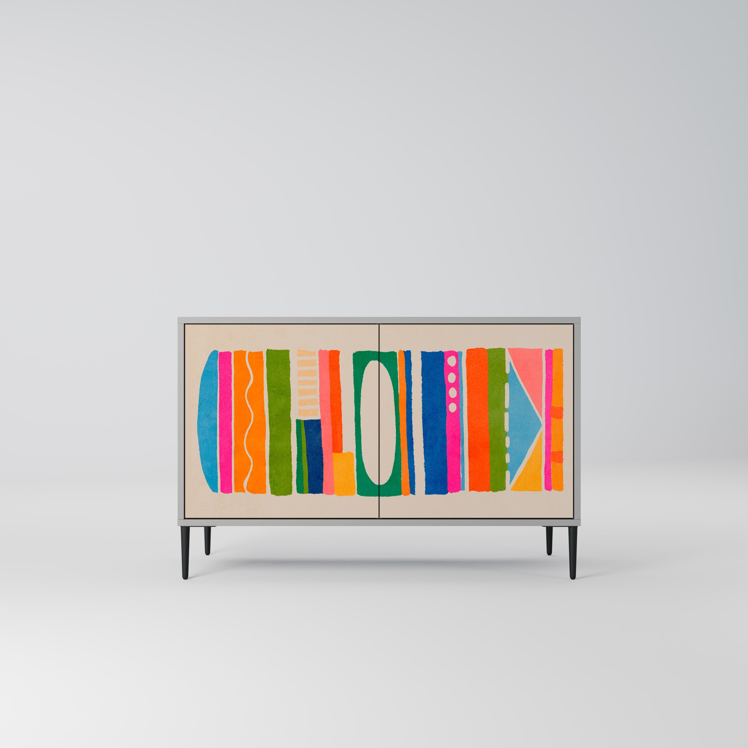 GEOMETRIC SHINE Aparador de 2 Portas em Acabamento Cinzento