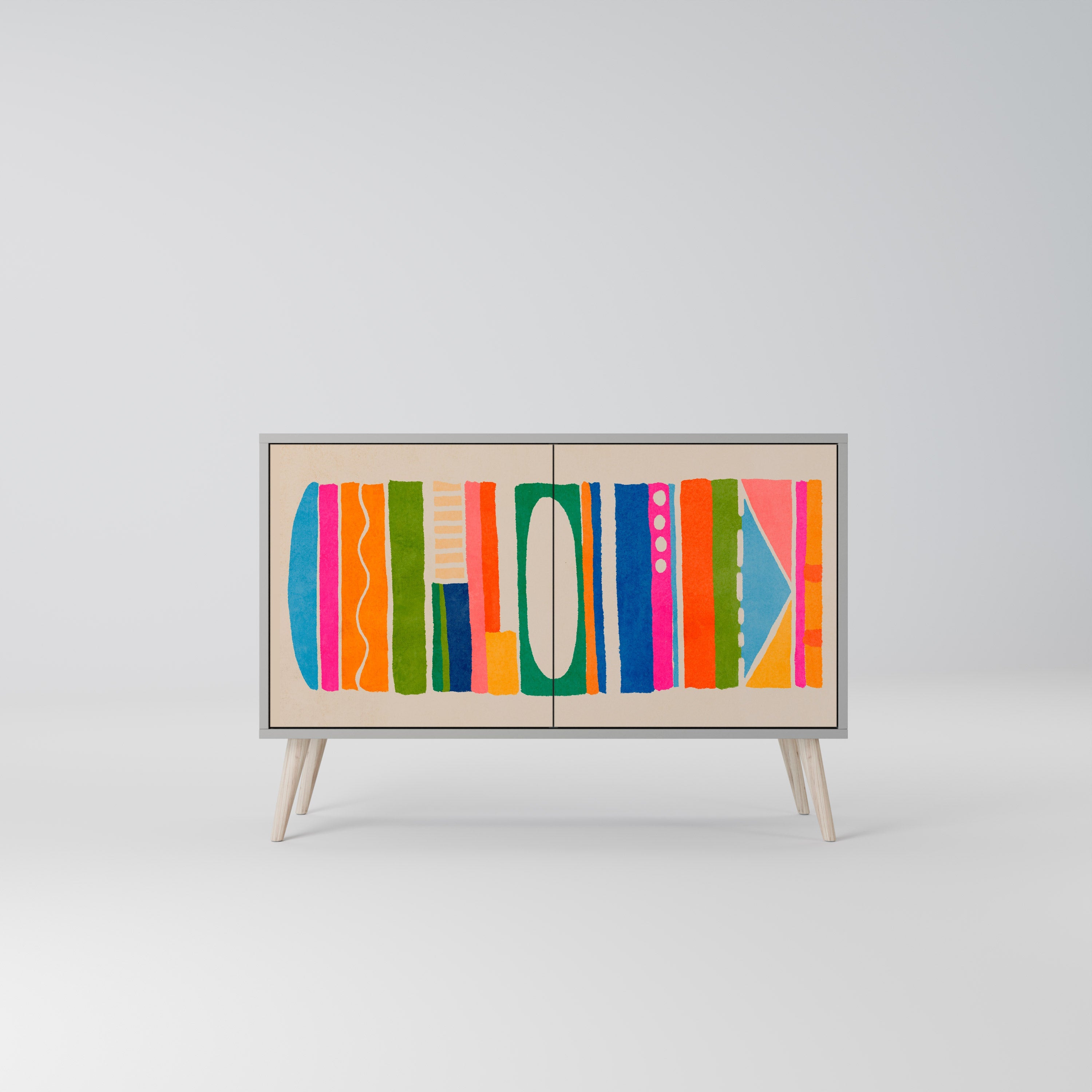 GEOMETRIC SHINE Aparador de 2 Portas em Acabamento Cinzento