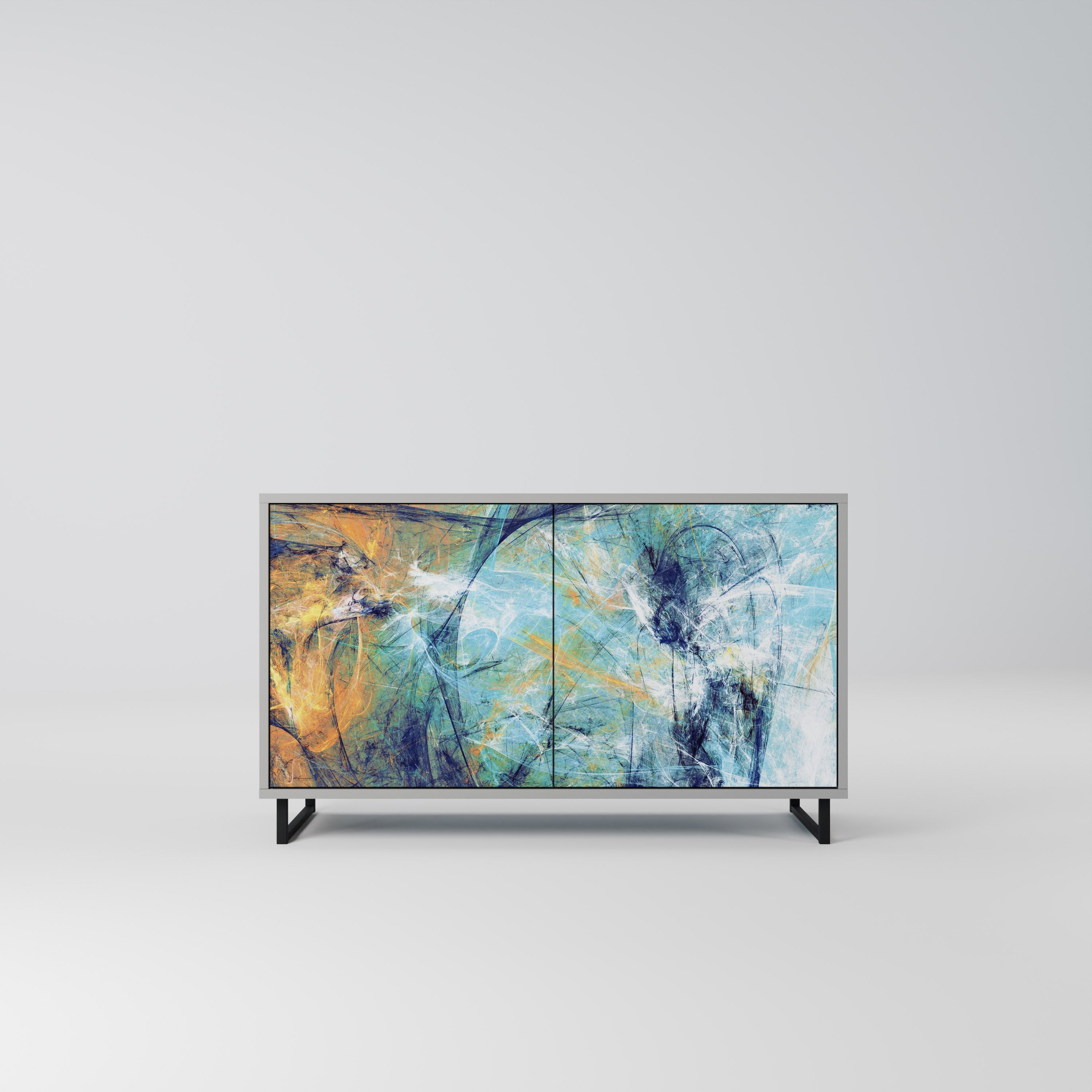 ABSTRACT THOUGHTS Aparador de 2 Portas em Acabamento Cinzento