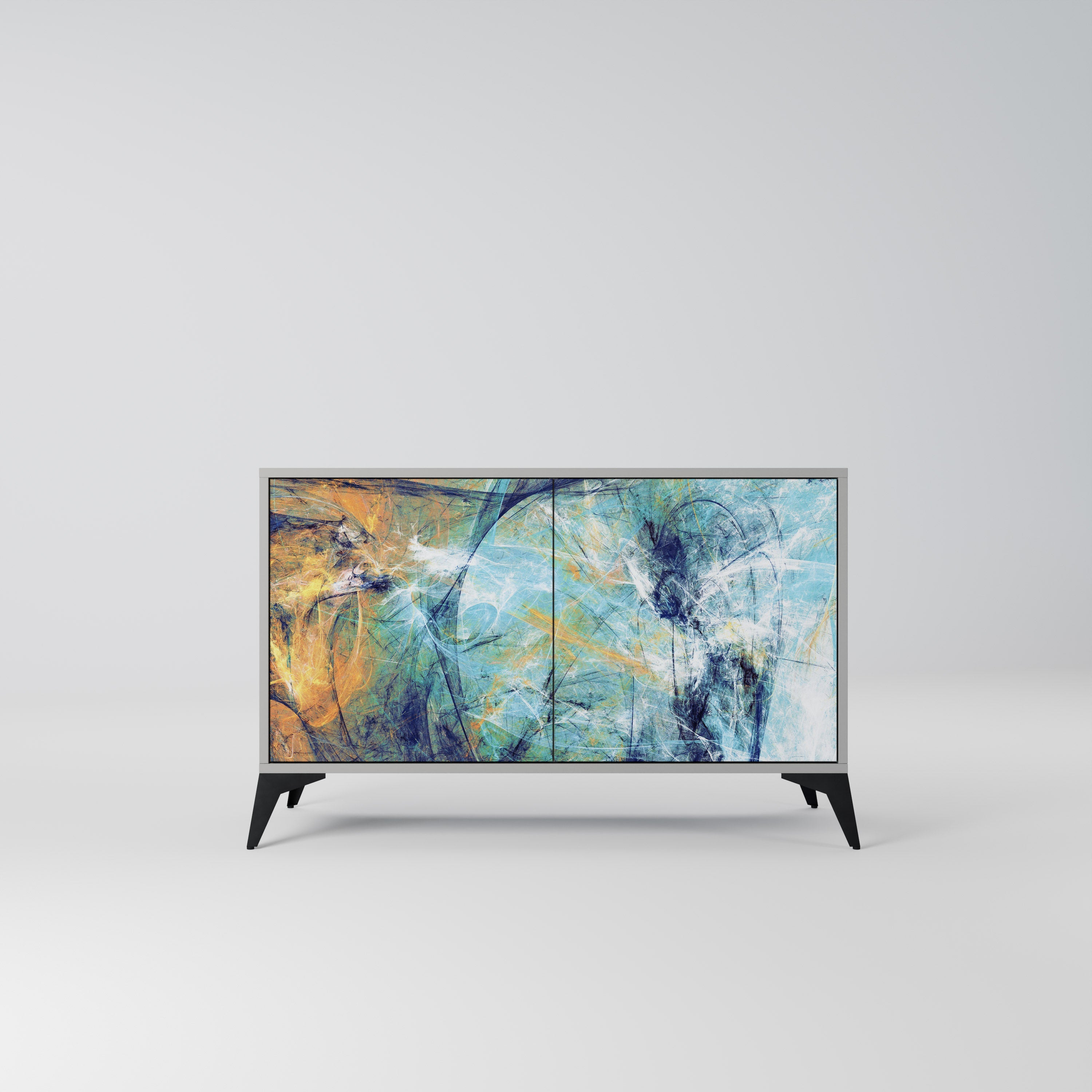 ABSTRACT THOUGHTS Aparador de 2 Portas em Acabamento Cinzento