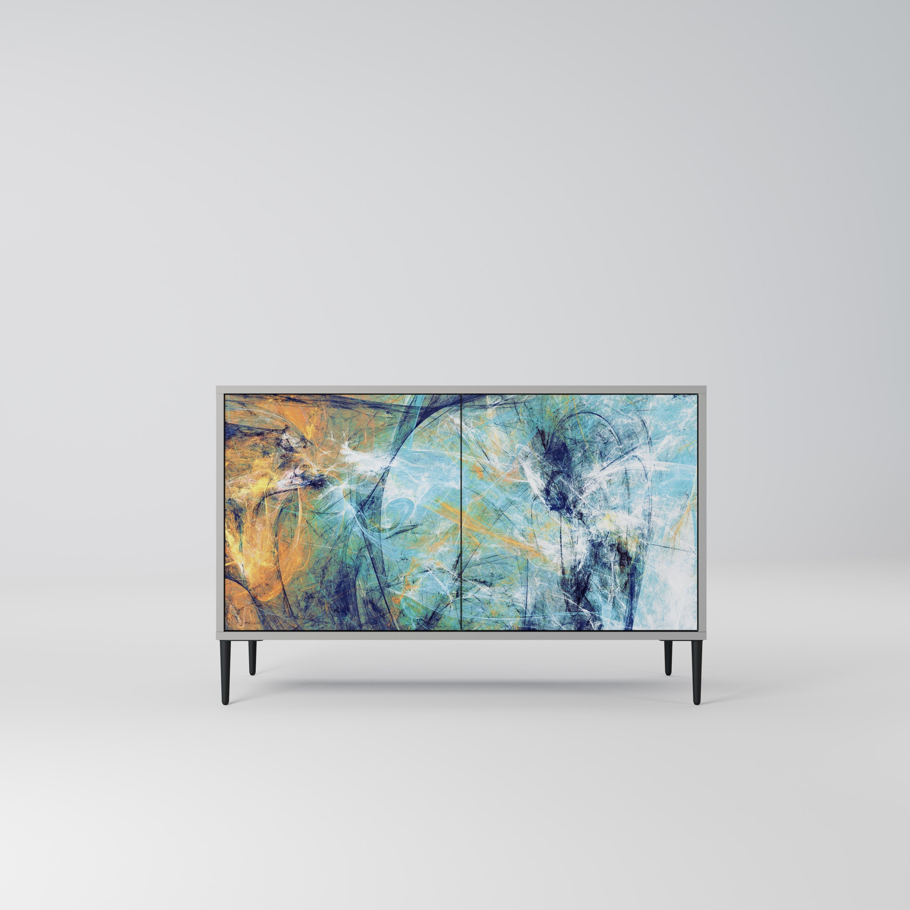 ABSTRACT THOUGHTS Aparador de 2 Portas em Acabamento Cinzento