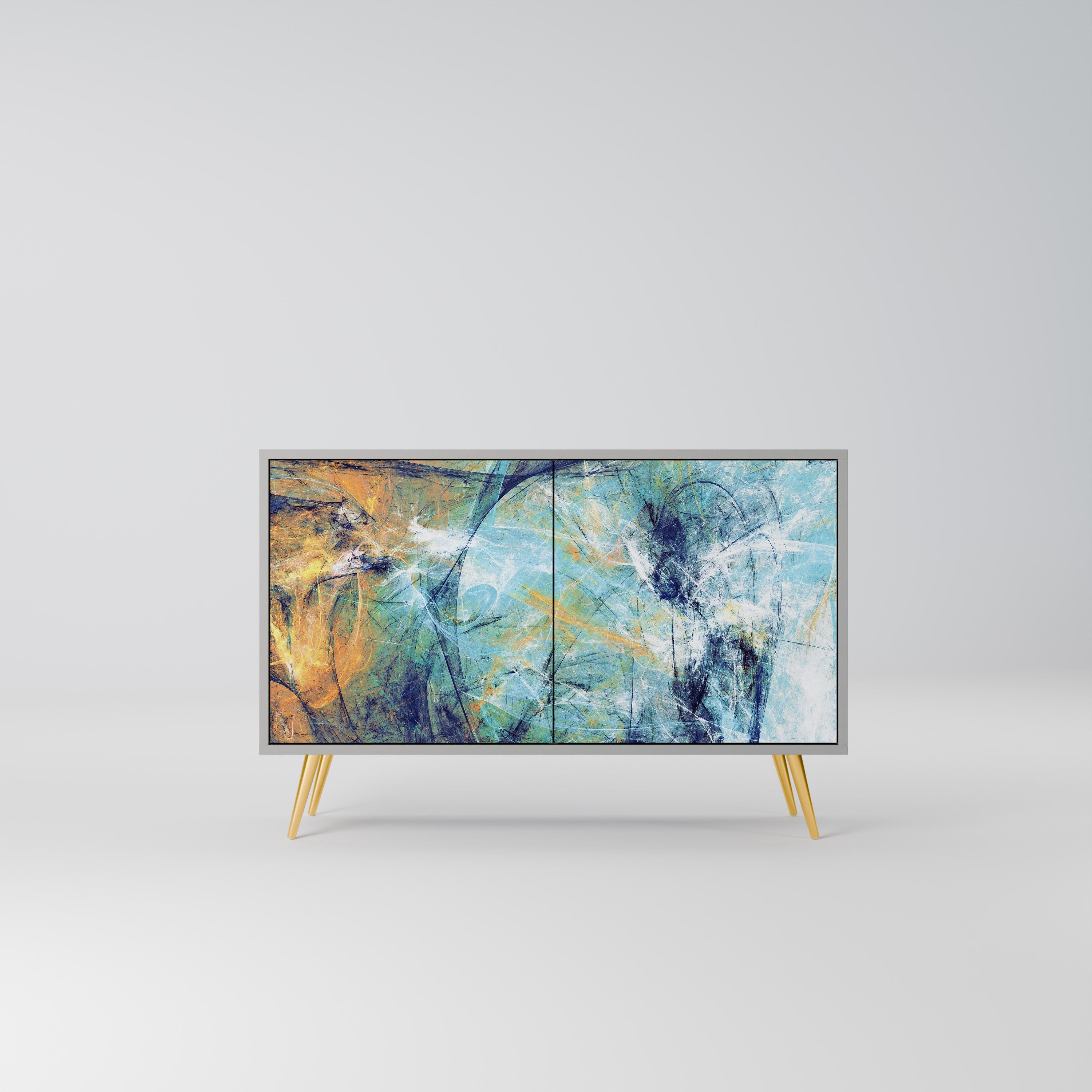 ABSTRACT THOUGHTS Aparador de 2 Portas em Acabamento Cinzento