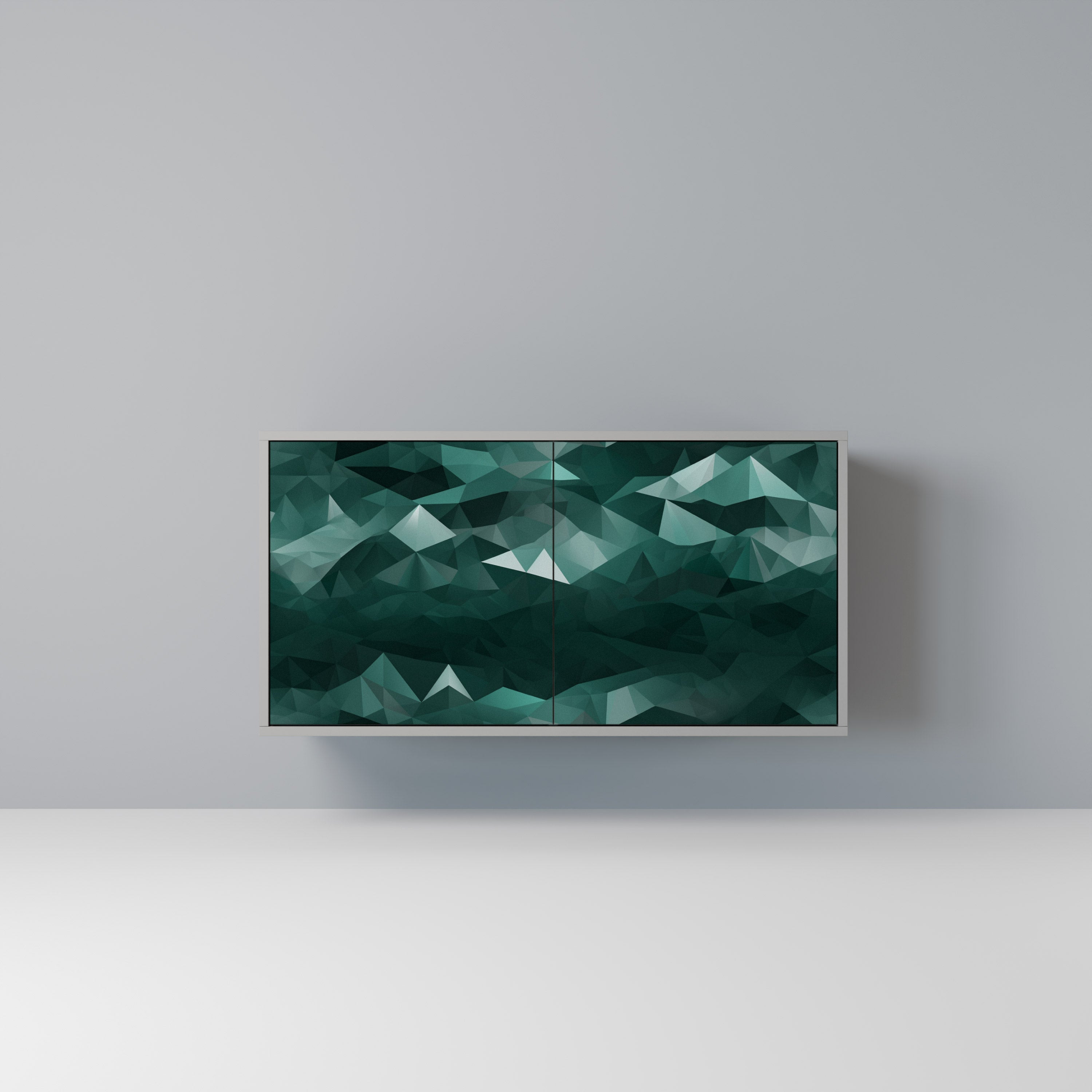 POLYGONAL FLOATING Aparador de 2 Portas em Acabamento Cinzento