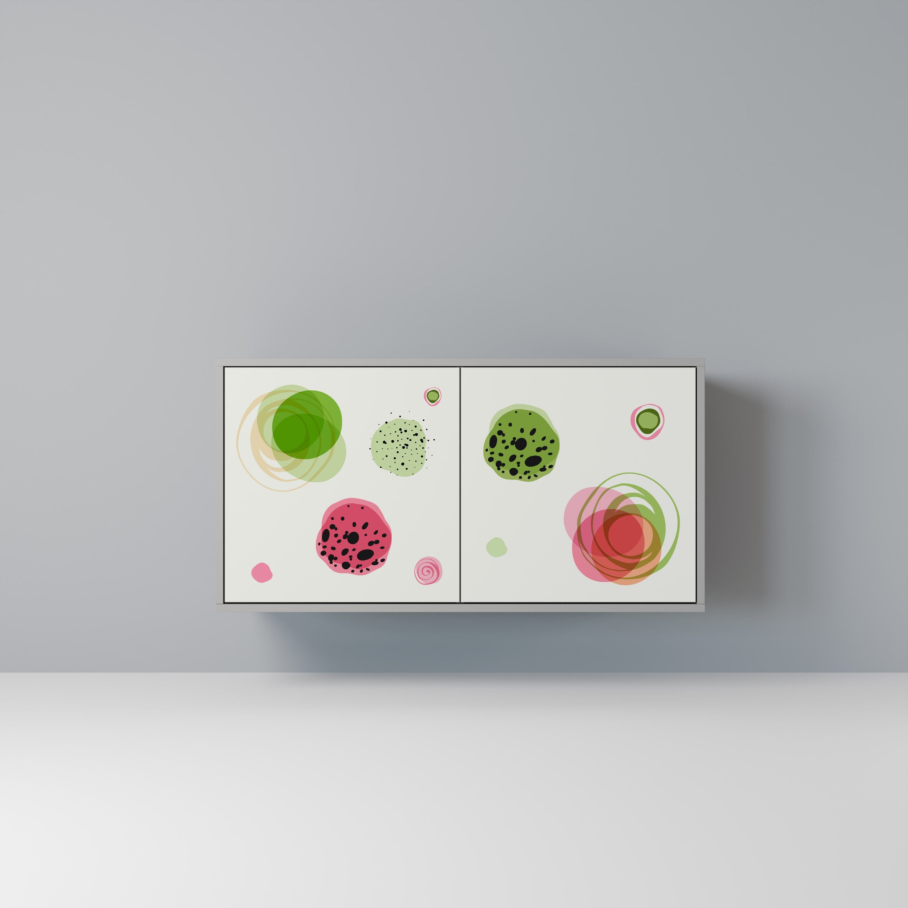 COLORFUL COSMOS Aparador de 2 Portas em Acabamento Cinzento