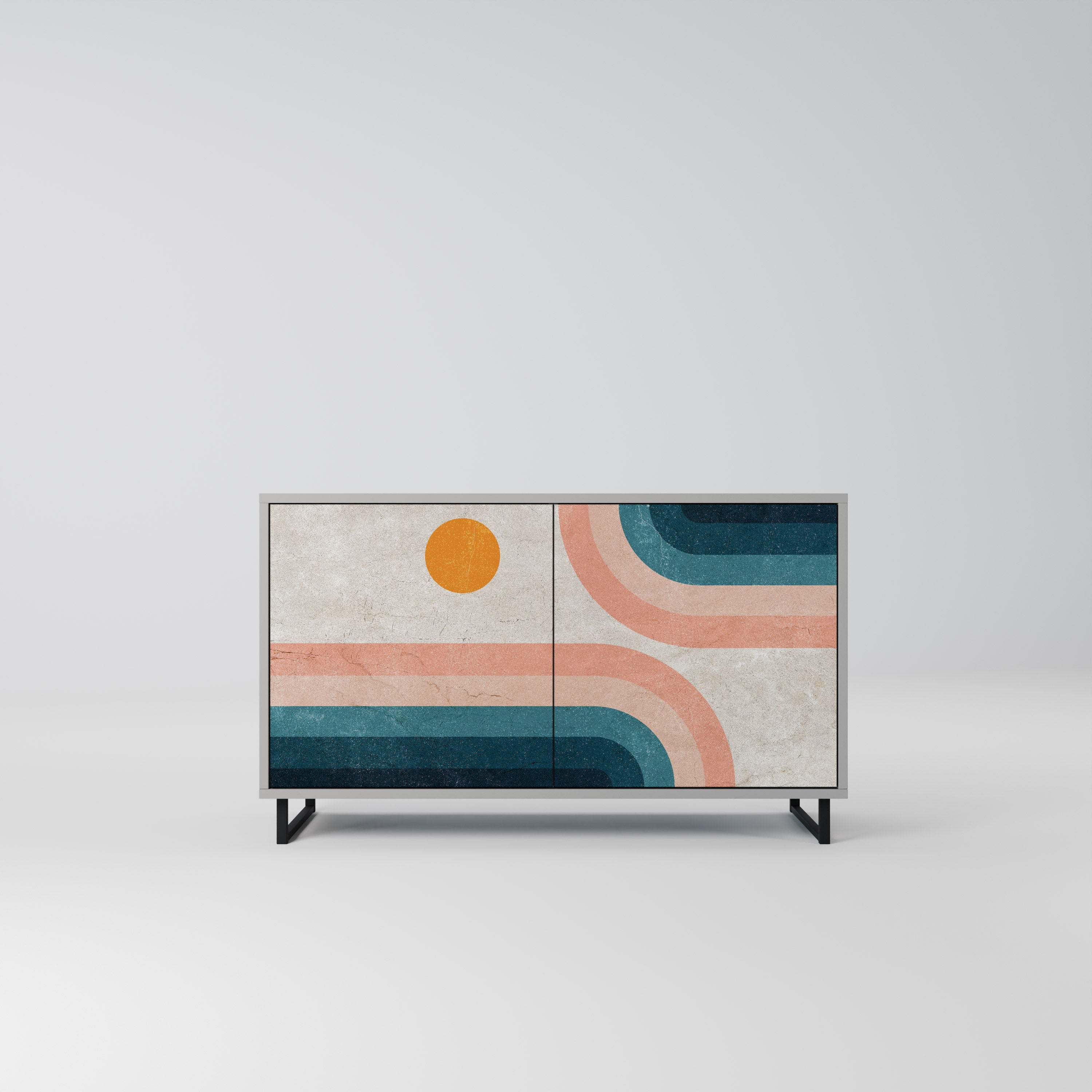 TWO HALVES Aparador de 2 Portas em Acabamento Cinzento