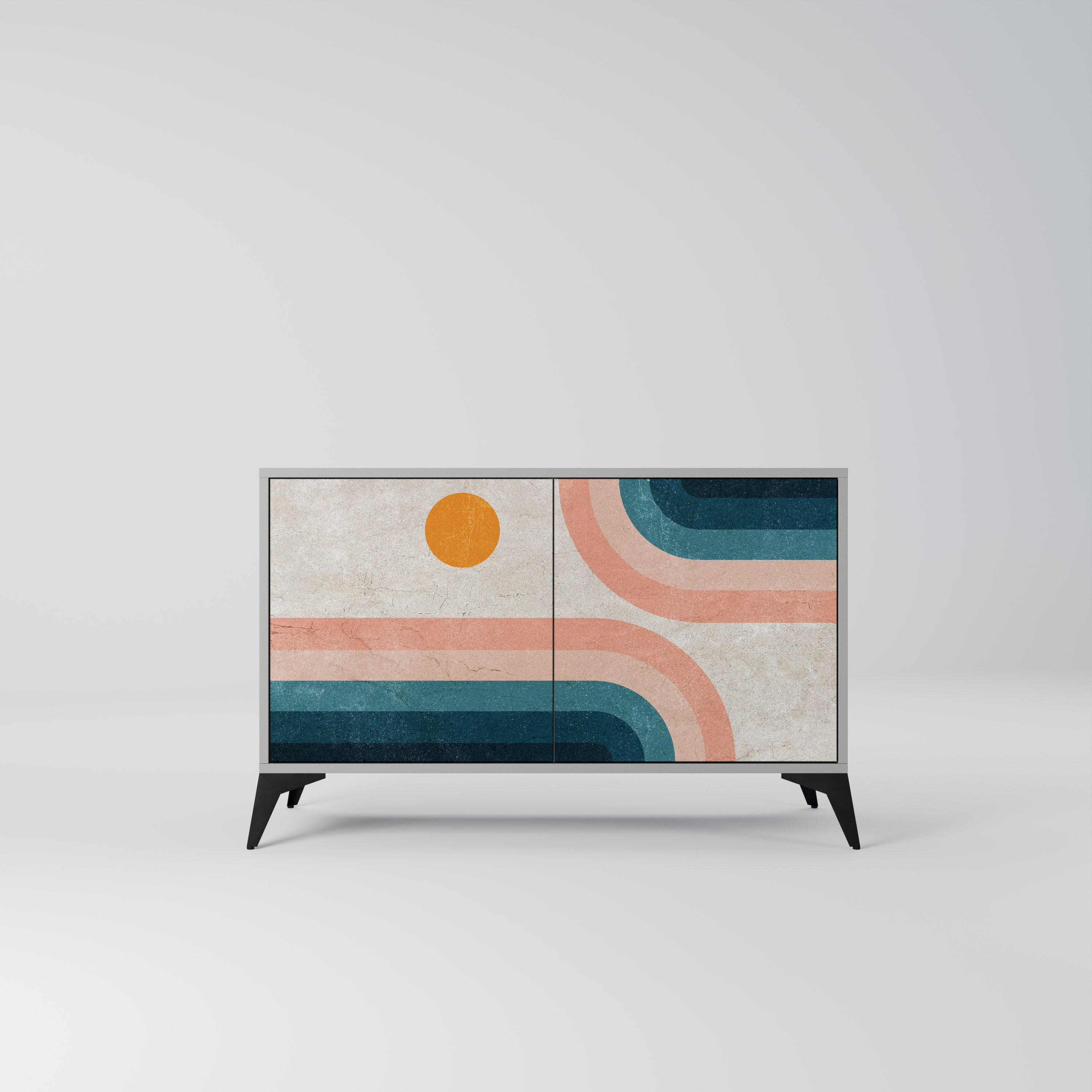 TWO HALVES Aparador de 2 Portas em Acabamento Cinzento