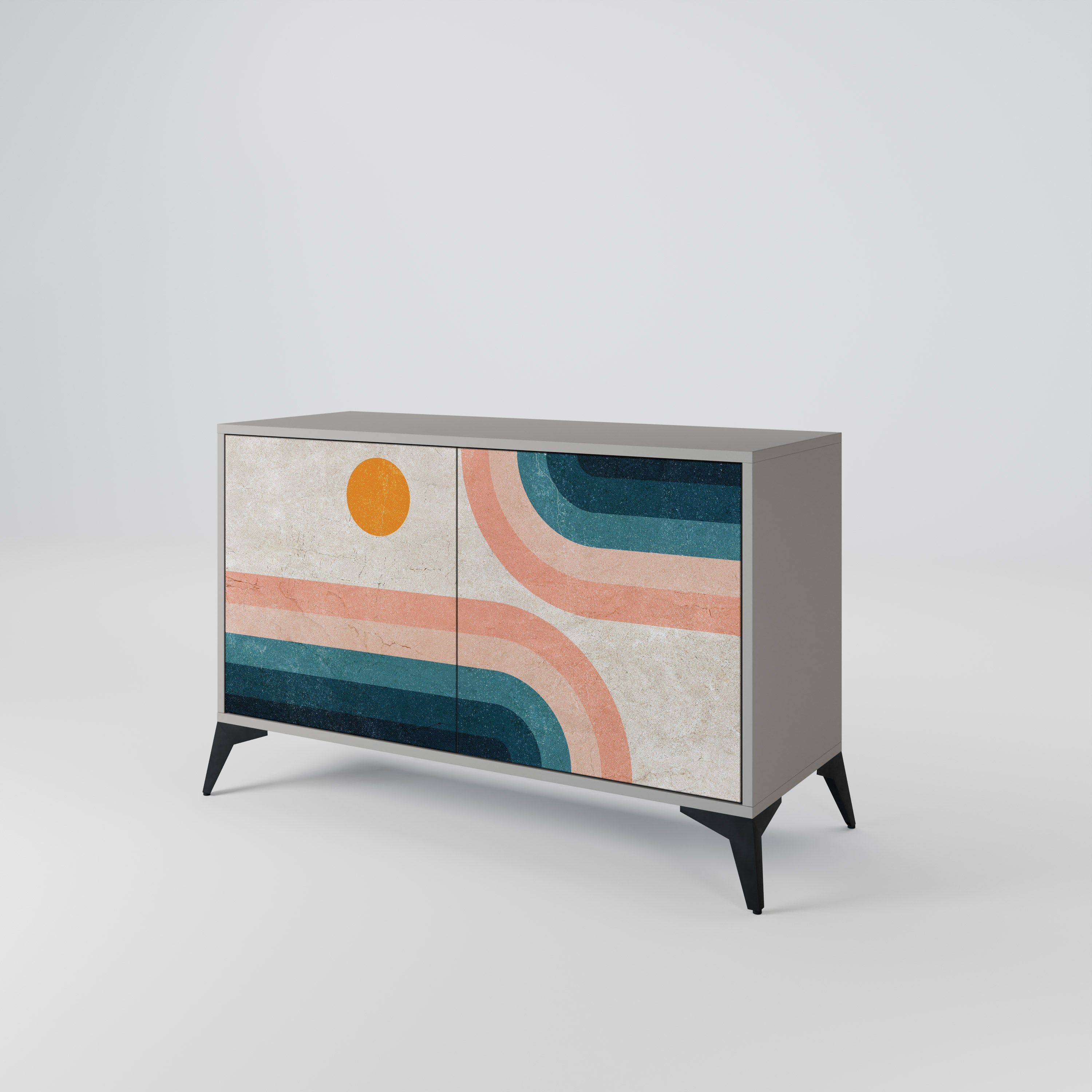 TWO HALVES Aparador de 2 Portas em Acabamento Cinzento