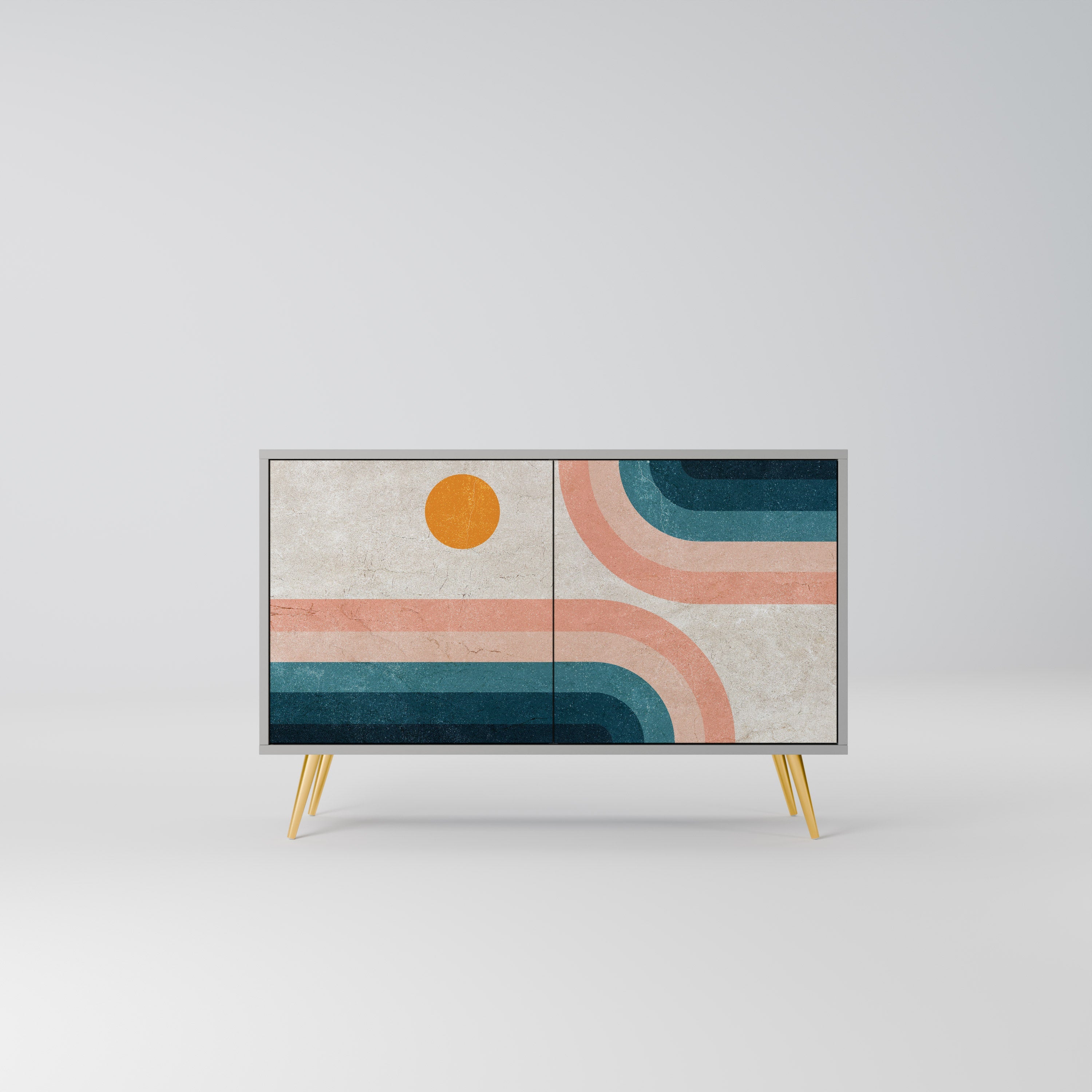 TWO HALVES Aparador de 2 Portas em Acabamento Cinzento