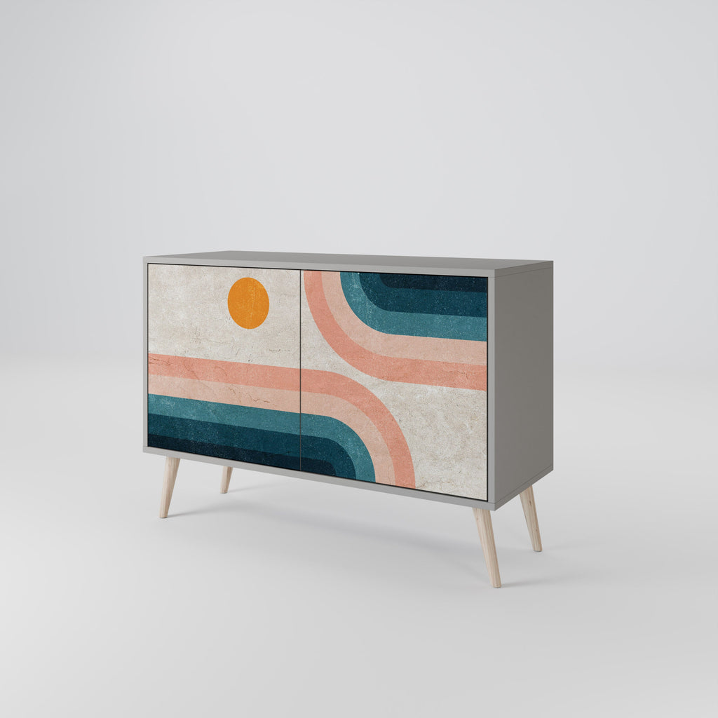 TWO HALVES Aparador de 2 Portas em Acabamento Cinzento