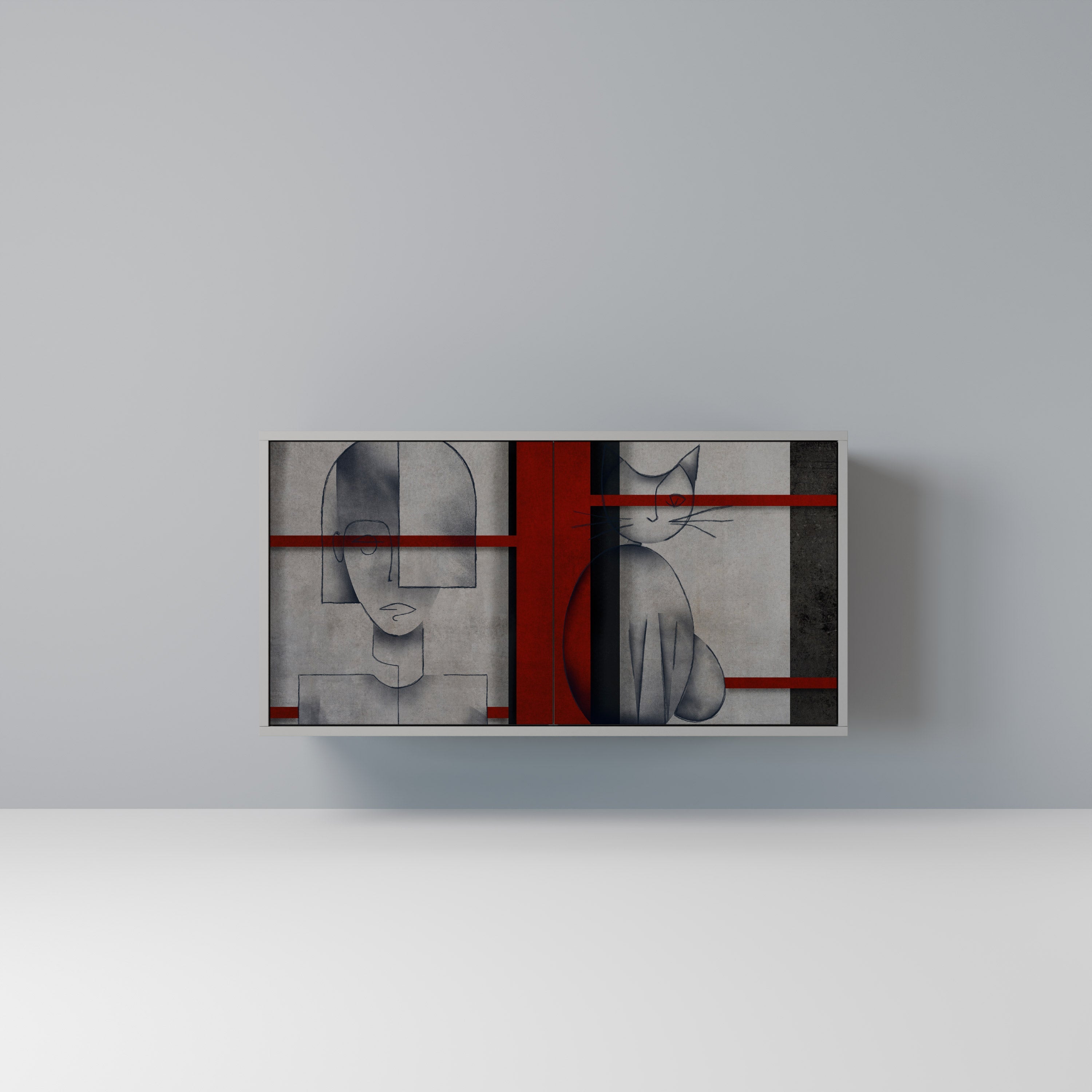 GRAY FIGURES Aparador de 2 Portas em Acabamento Cinzento