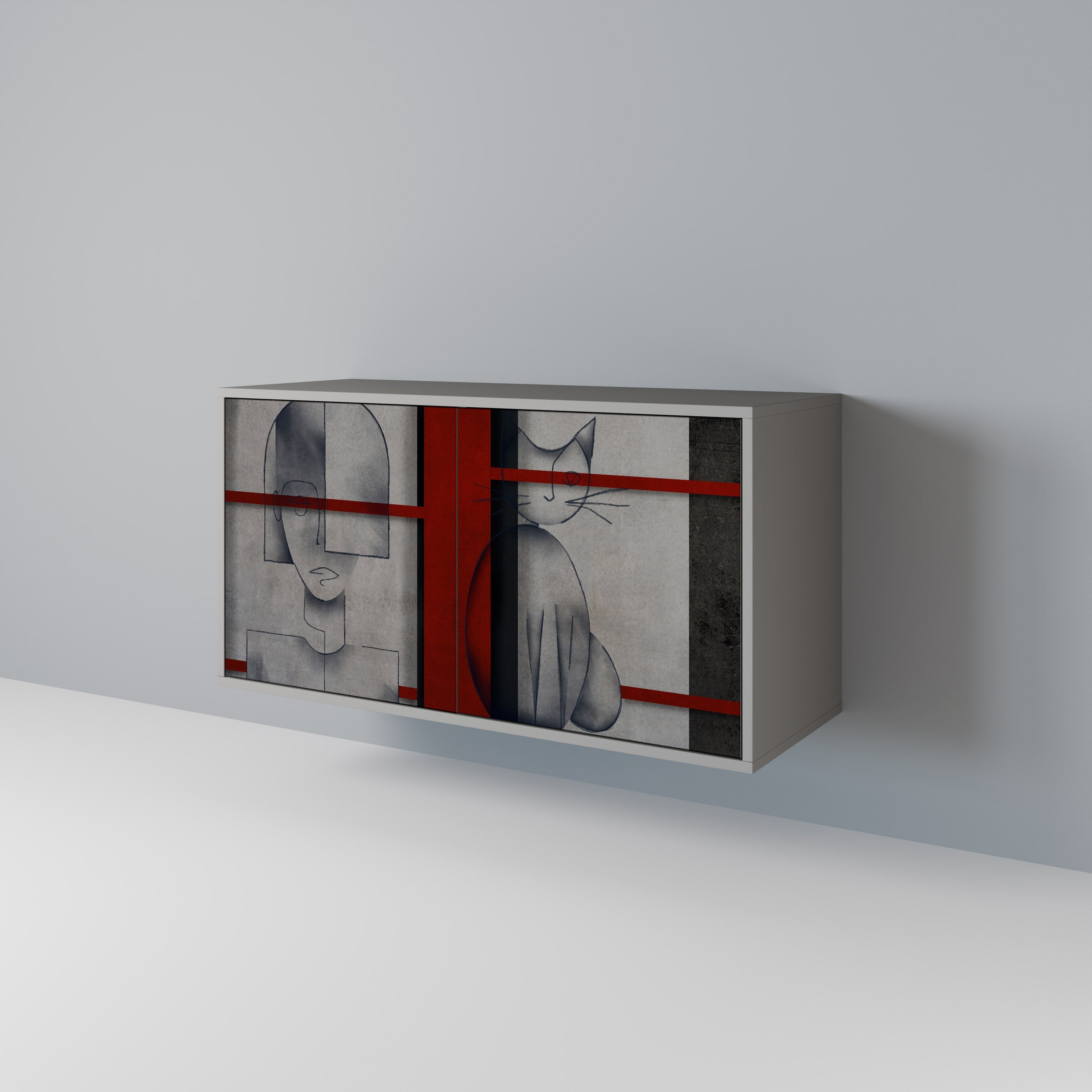 GRAY FIGURES 2-Door Sideboard in Grey Finish