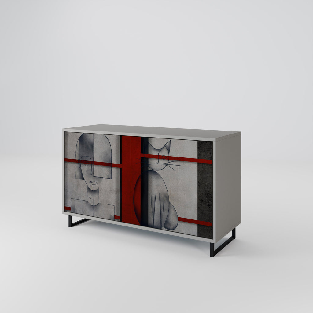 GRAY FIGURES 2-Door Sideboard in Grey Finish