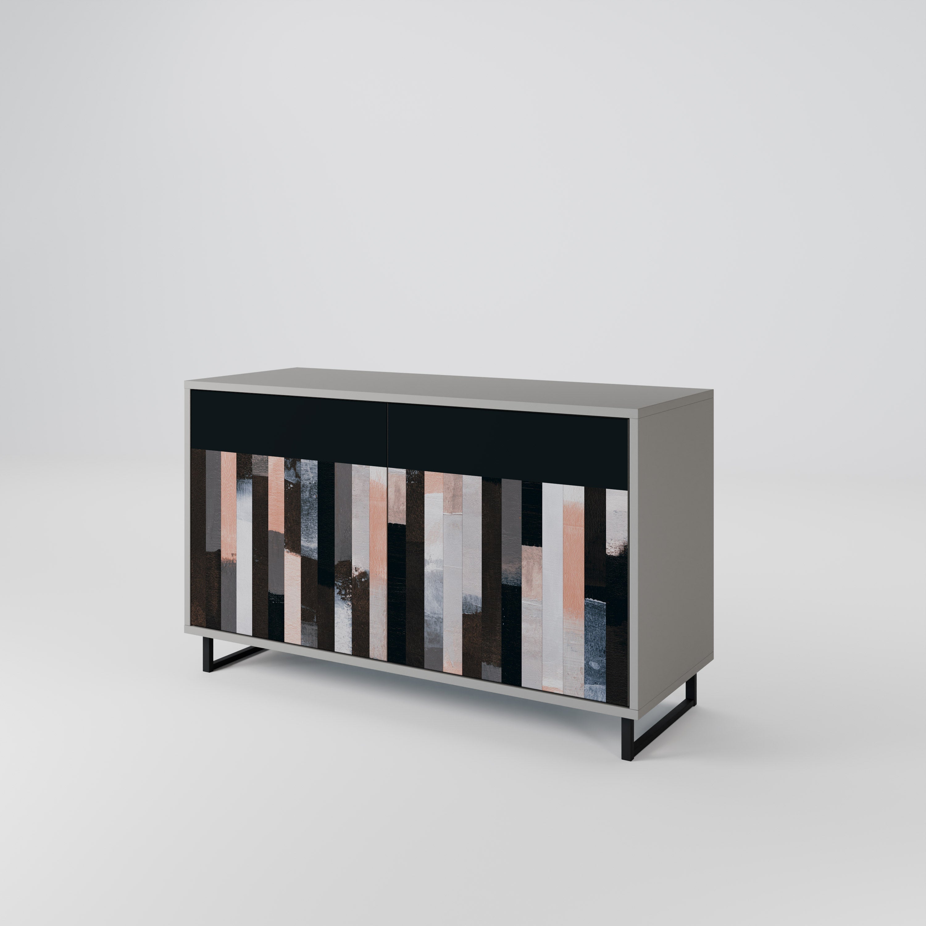 COLLAGE OF RECTANGLES 2-Door Sideboard in Grey Finish
