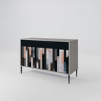 COLLAGE OF RECTANGLES 2-Door Sideboard in Grey Finish