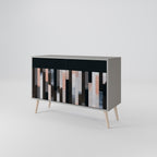 COLLAGE OF RECTANGLES 2-Door Sideboard in Grey Finish