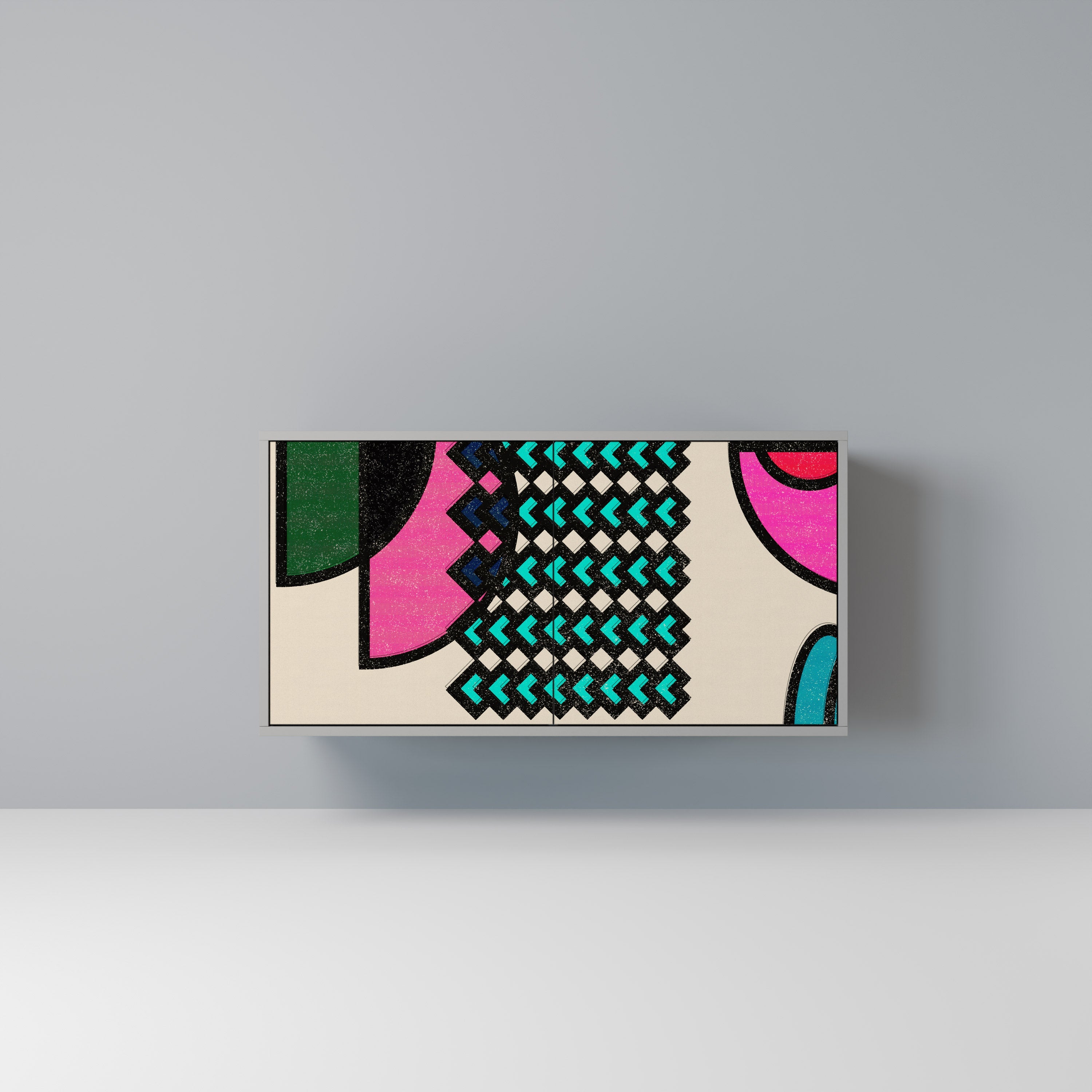 GEOMETRIC RHAPSODY Aparador de 2 Portas em Acabamento Cinzento