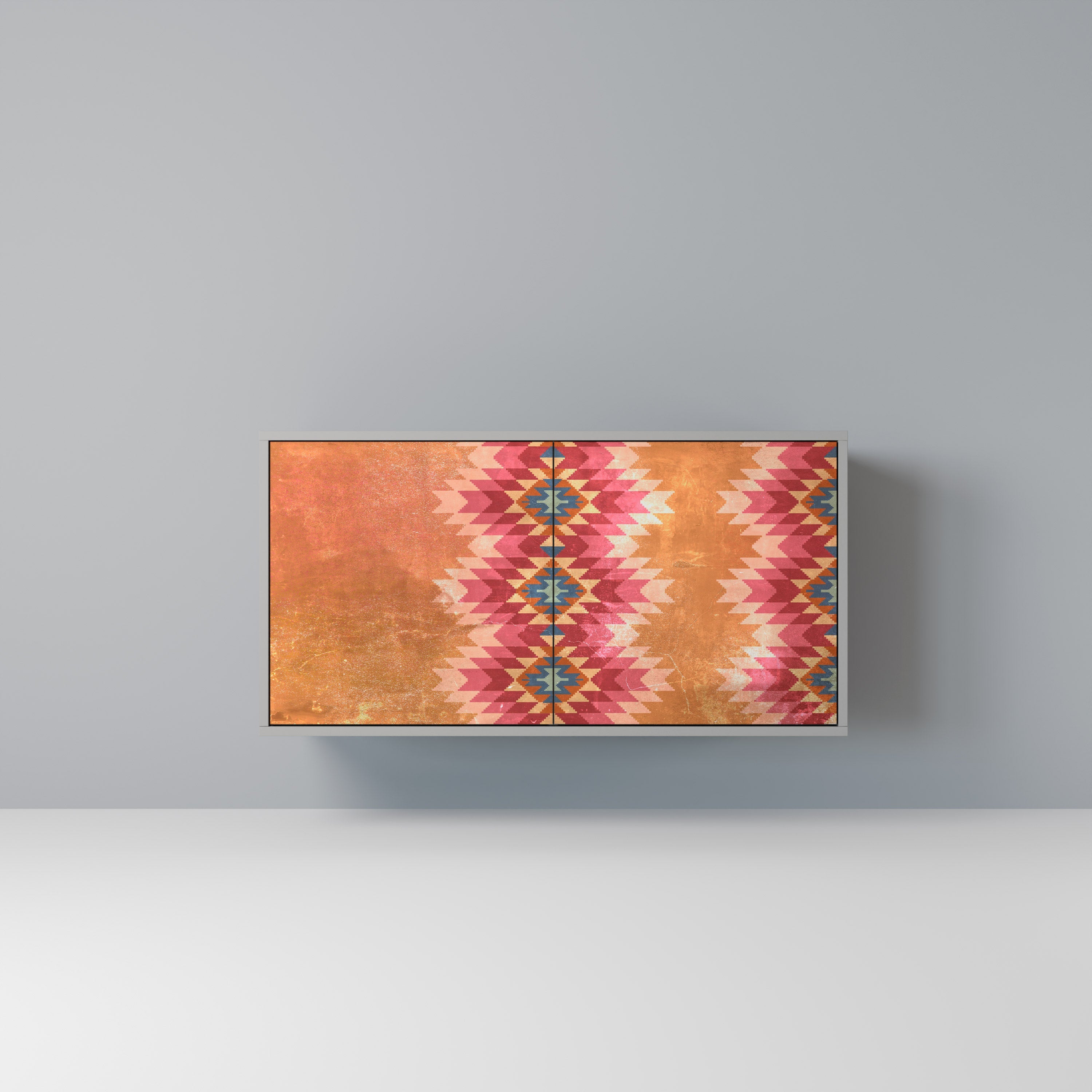 INDIAN FOLK Aparador de 2 Portas em Acabamento Cinzento