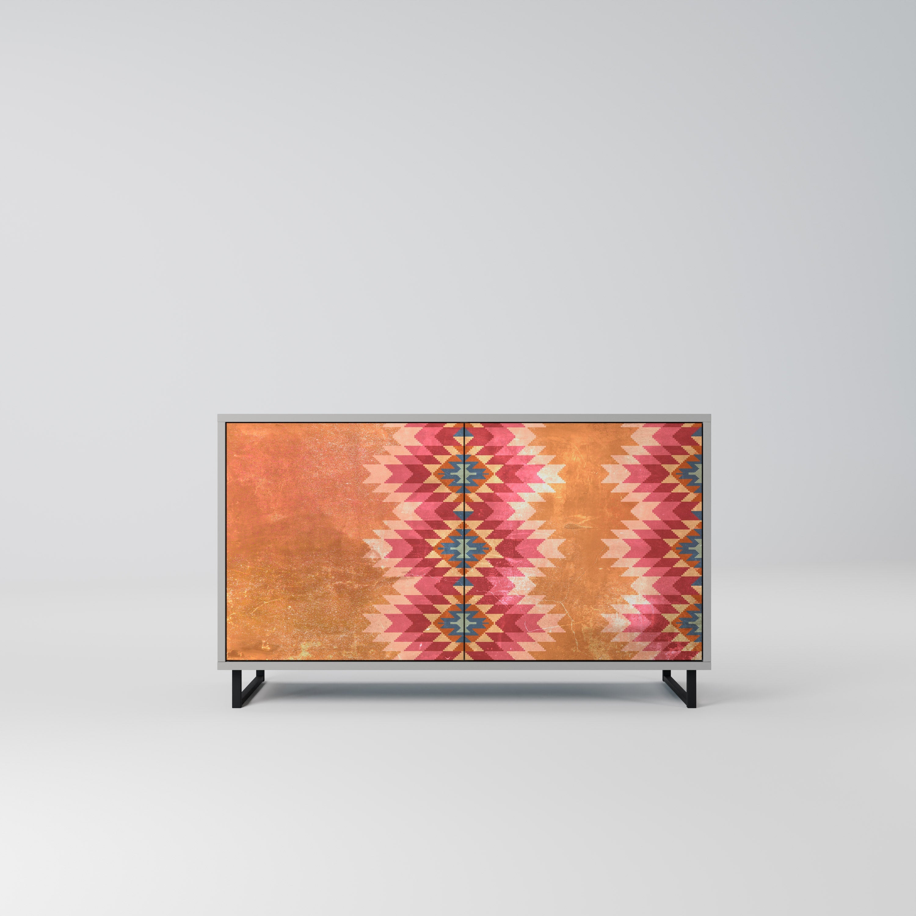 INDIAN FOLK Aparador de 2 Portas em Acabamento Cinzento