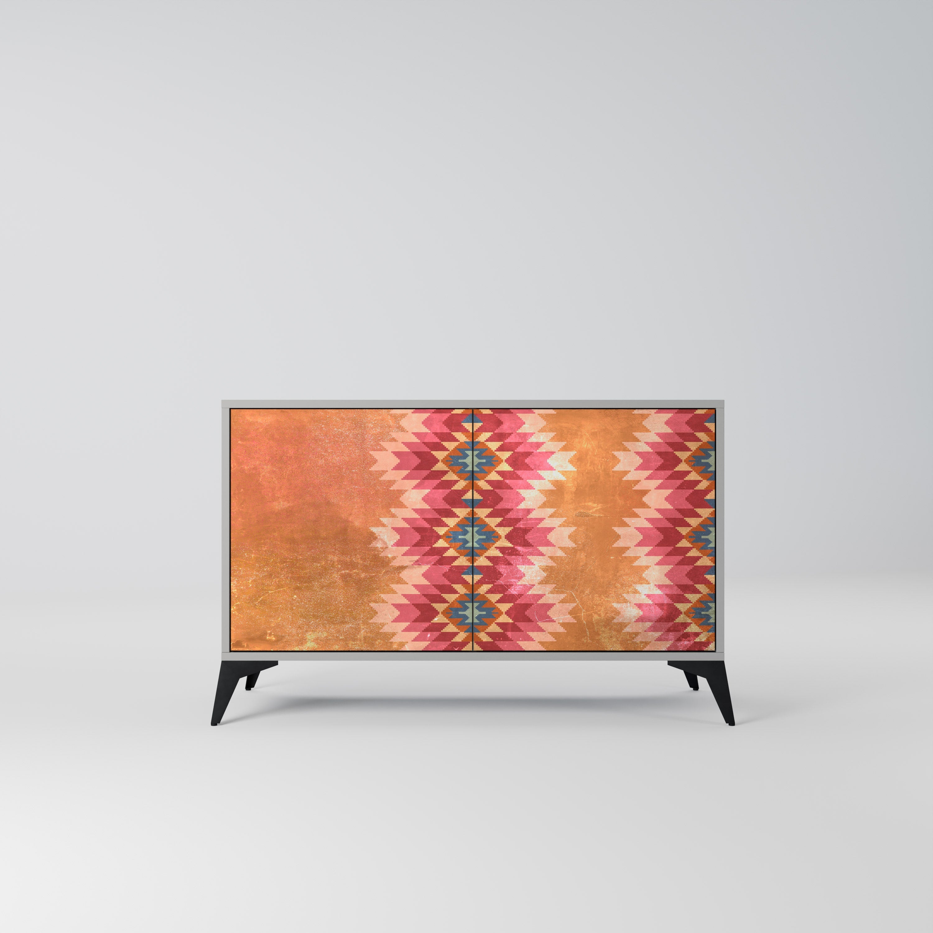 INDIAN FOLK Aparador de 2 Portas em Acabamento Cinzento