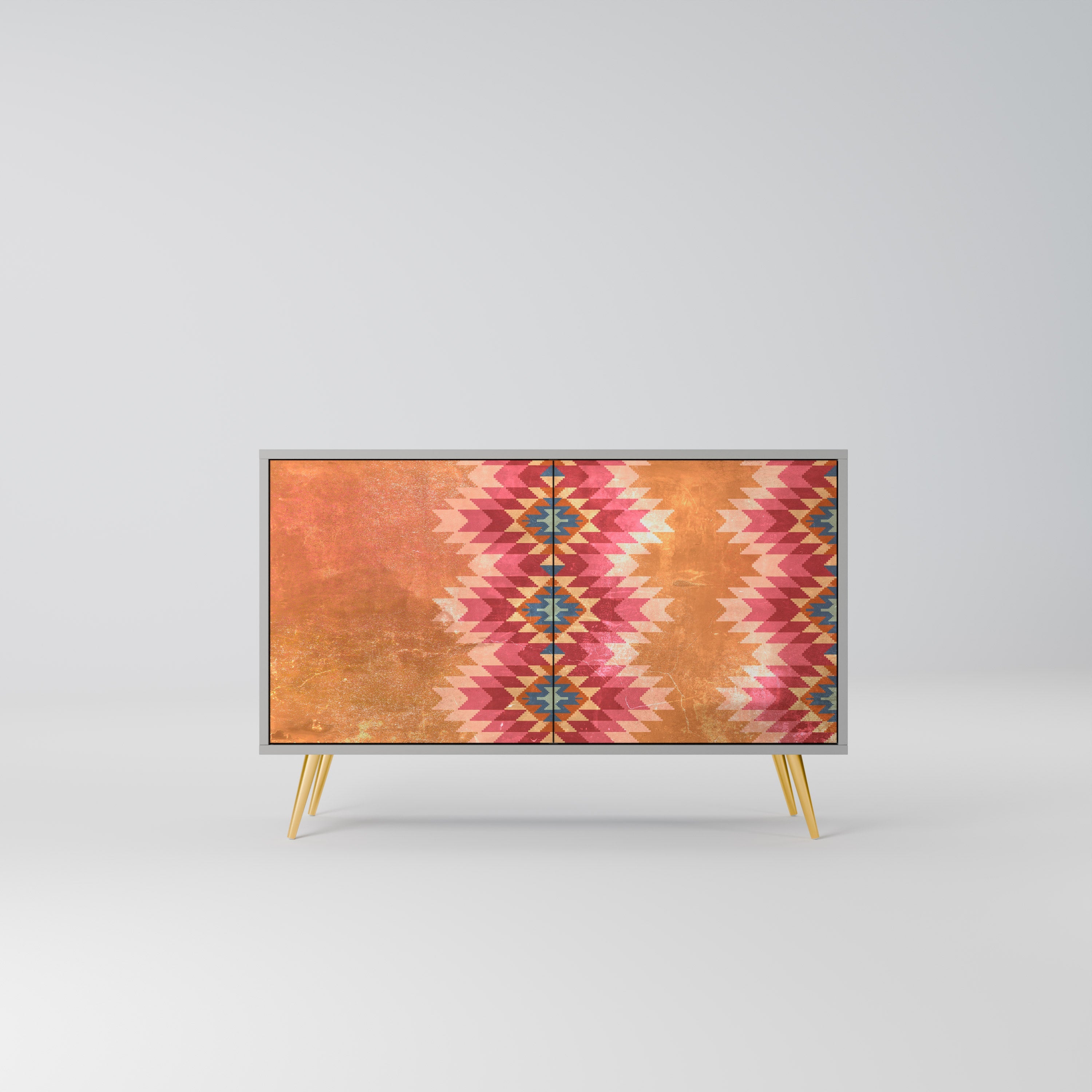 INDIAN FOLK Aparador de 2 Portas em Acabamento Cinzento