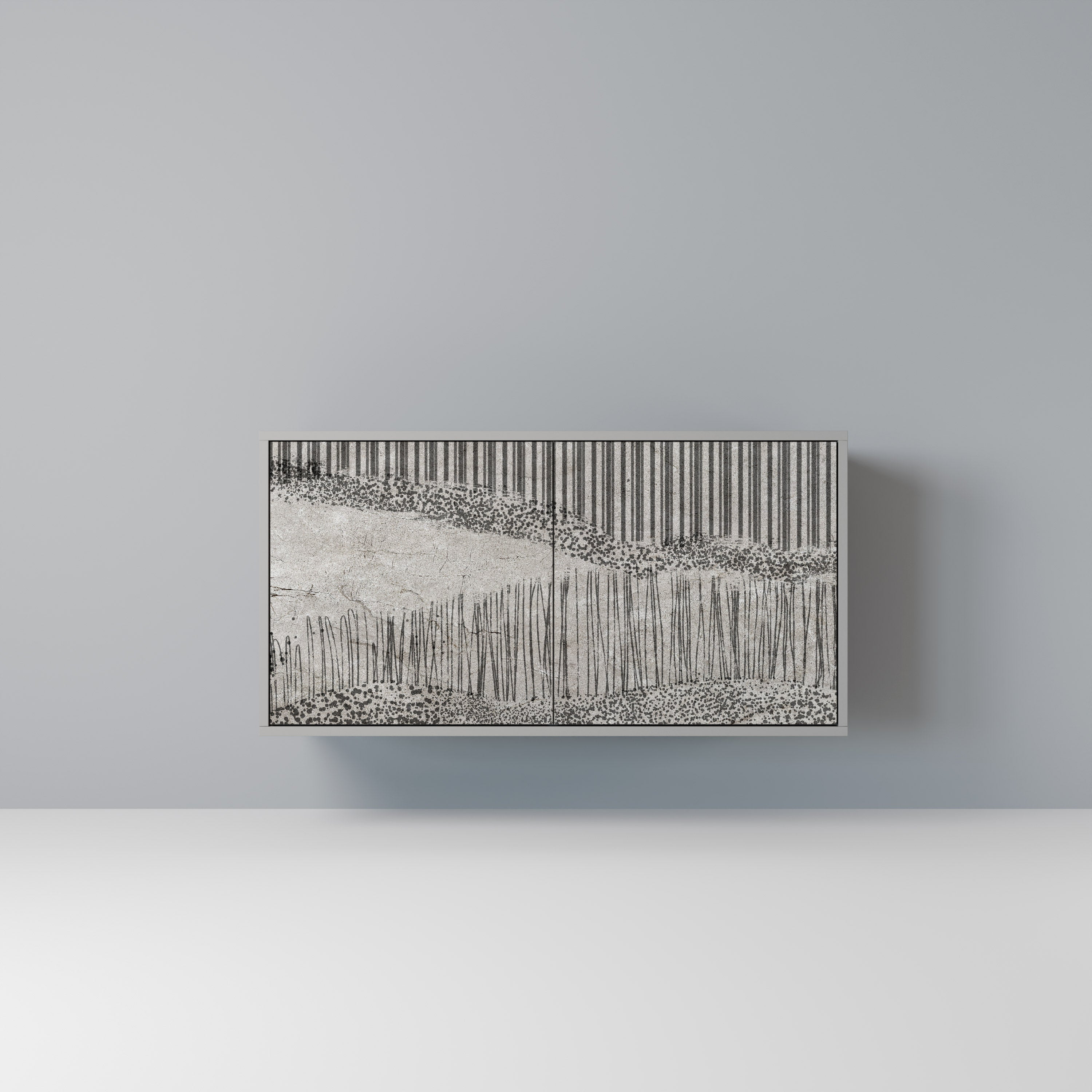 GRAIN LINES Aparador de 2 Portas em Acabamento Cinzento