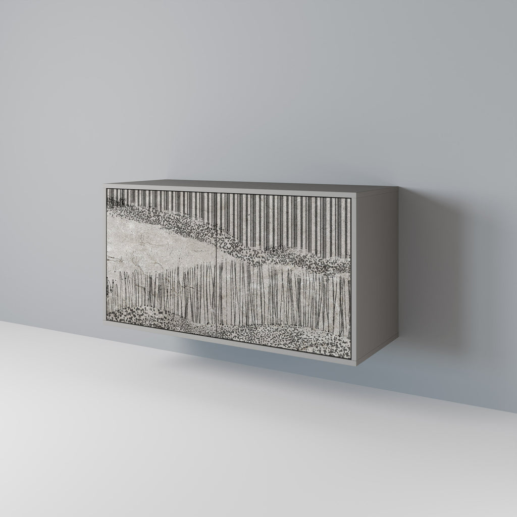 GRAIN LINES Aparador de 2 Portas em Acabamento Cinzento
