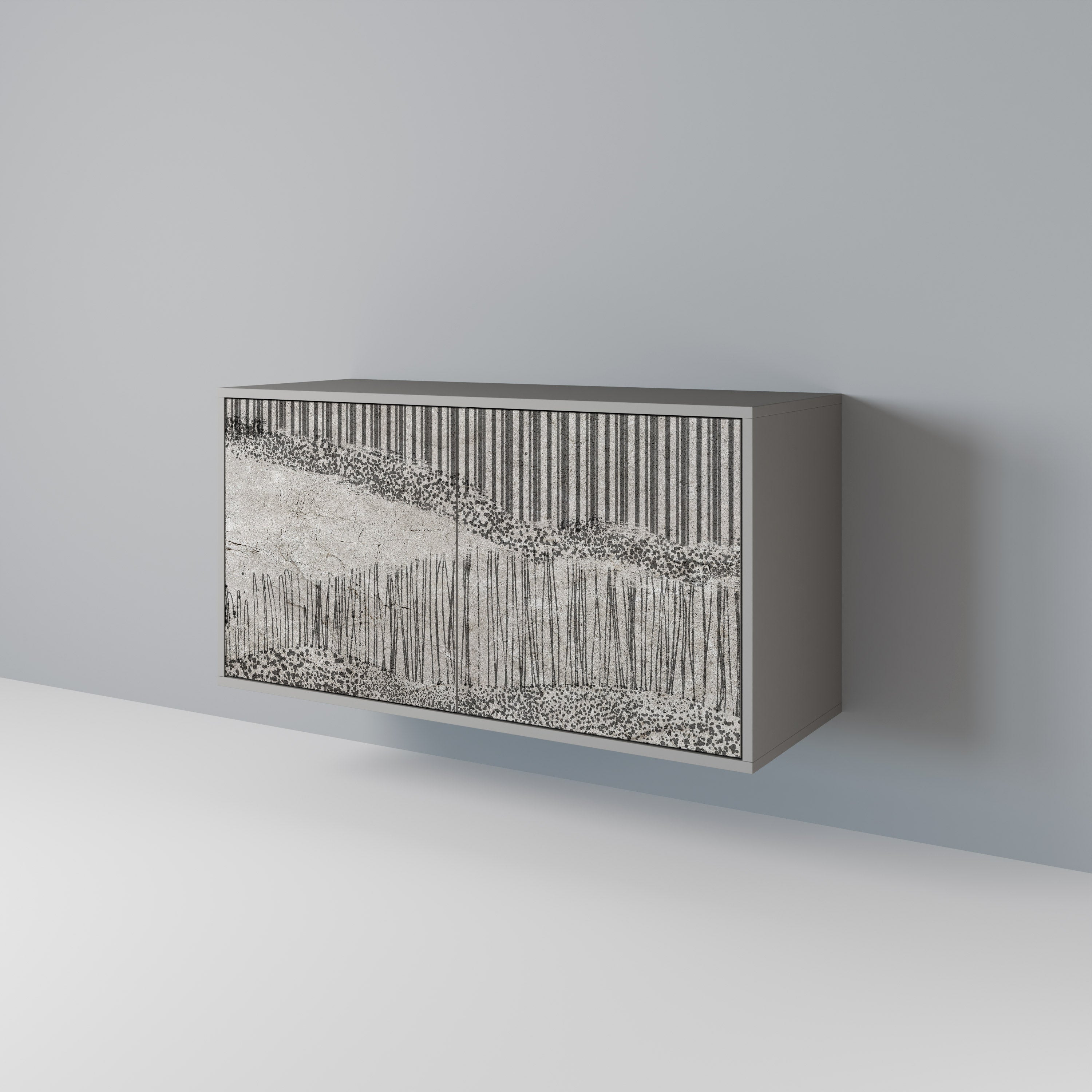 GRAIN LINES Aparador de 2 Portas em Acabamento Cinzento