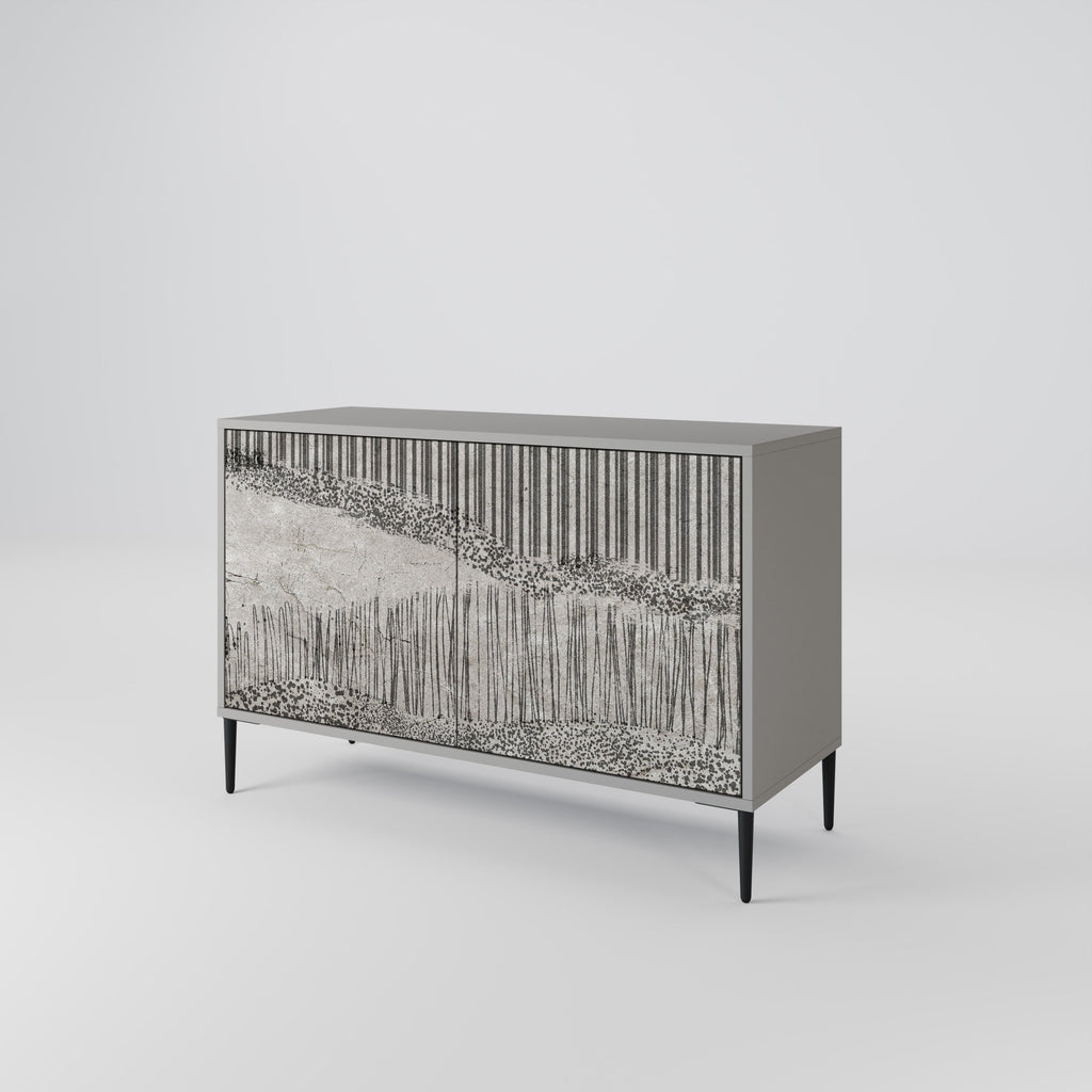 GRAIN LINES Aparador de 2 Portas em Acabamento Cinzento