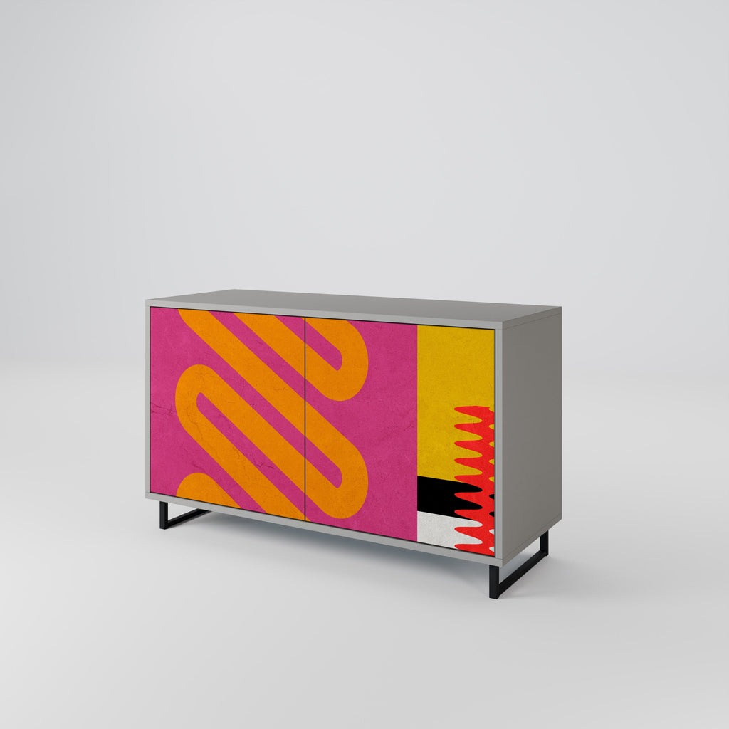 VIVID ART Aparador de 2 Portas em Acabamento Cinzento